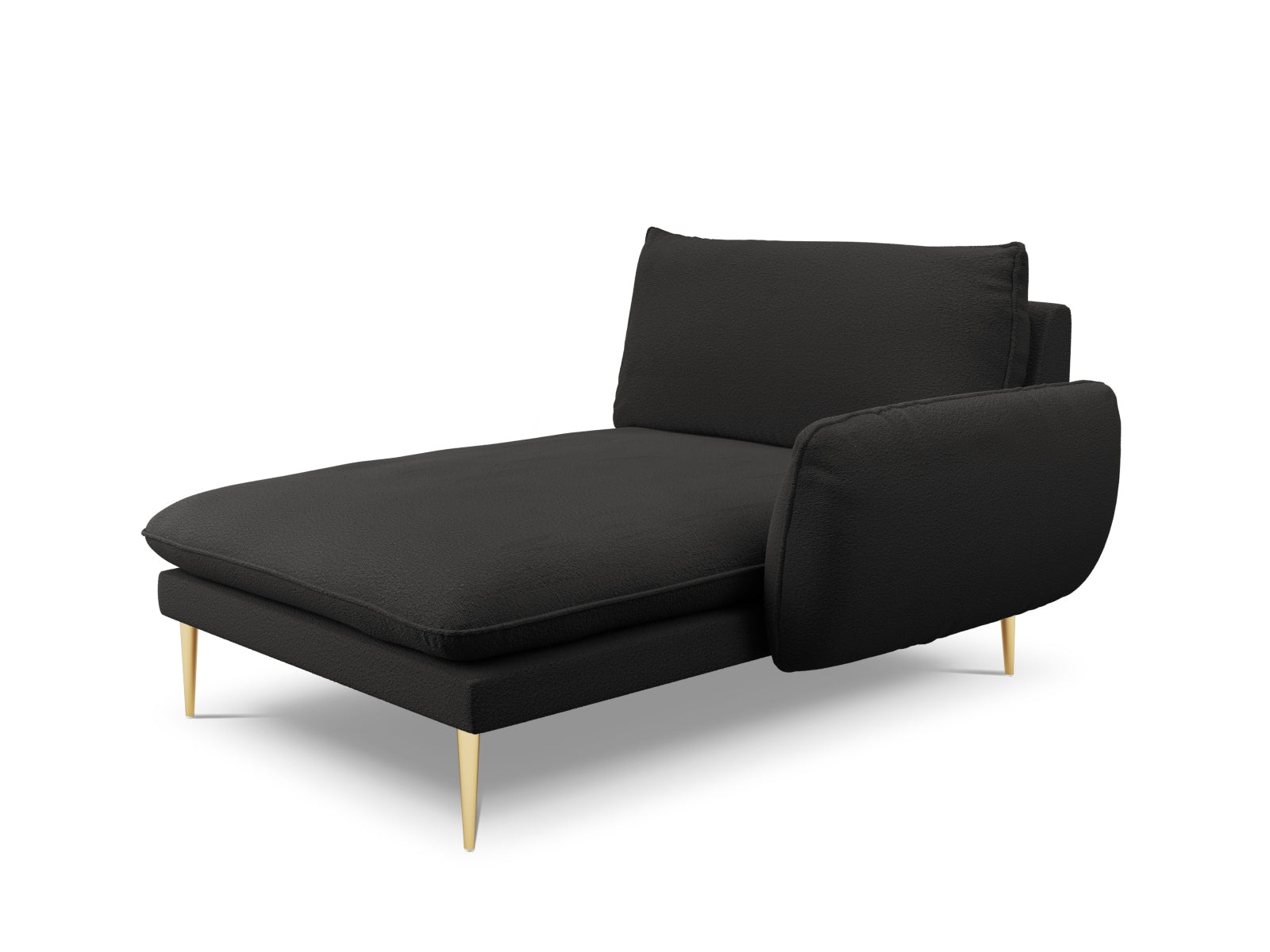 Vienna Boucle Sofa Chaise Lounge rechts 1 Sitz 110cm in Black/Gold präsentiert im Onlineshop von KAQTU Design AG. L-Sofa rechts ist von Cosmopolitan Design