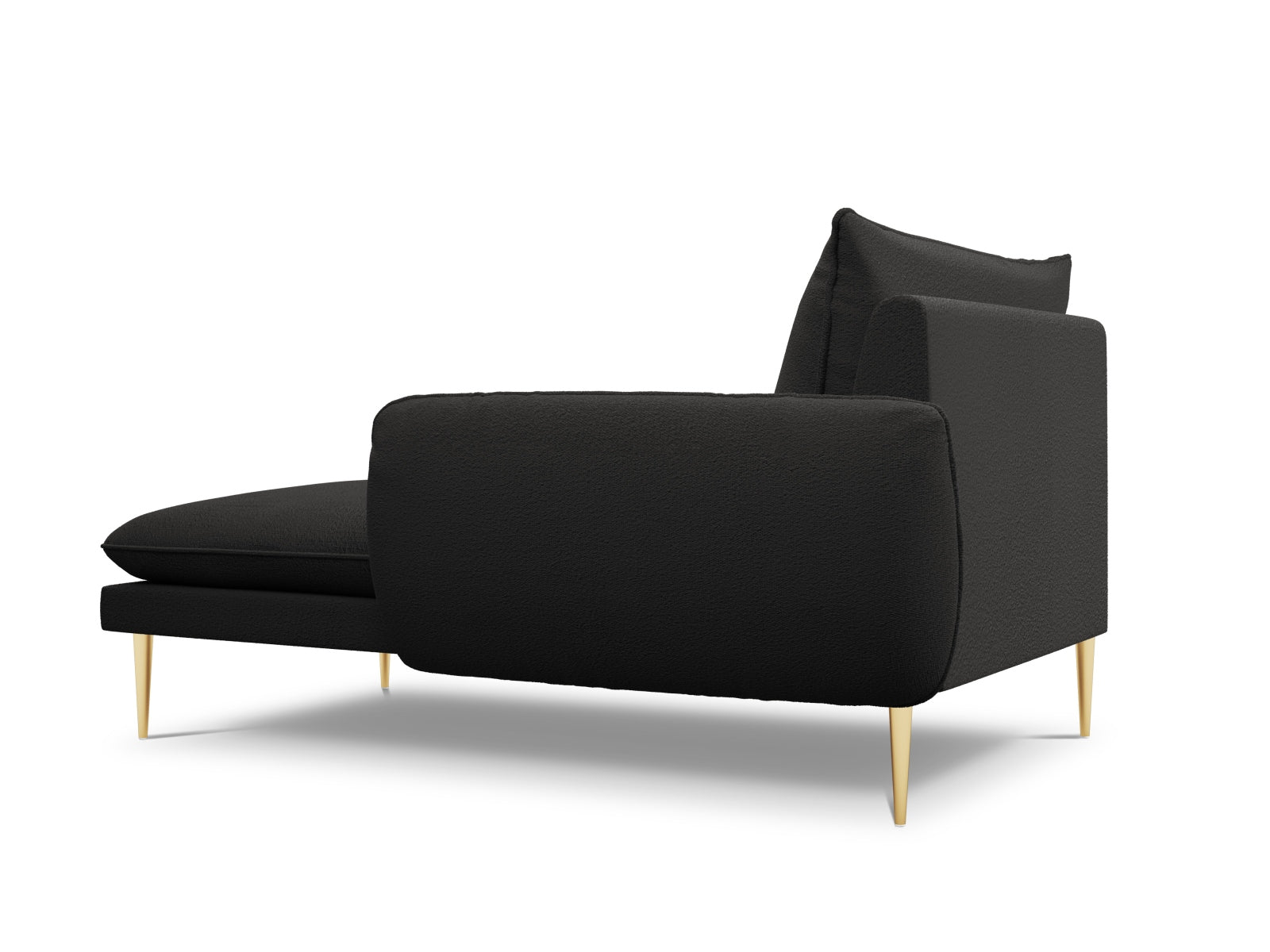 Vienna Boucle Sofa Chaise Lounge rechts 1 Sitz 110cm in Black/Gold-Ascot präsentiert im Onlineshop von KAQTU Design AG. L-Sofa rechts ist von Cosmopolitan Design