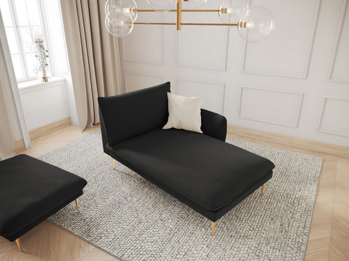 Vienna Boucle Sofa Chaise Lounge rechts 1 Sitz 110cm in Black/Gold-Ascot präsentiert im Onlineshop von KAQTU Design AG. L-Sofa rechts ist von Cosmopolitan Design