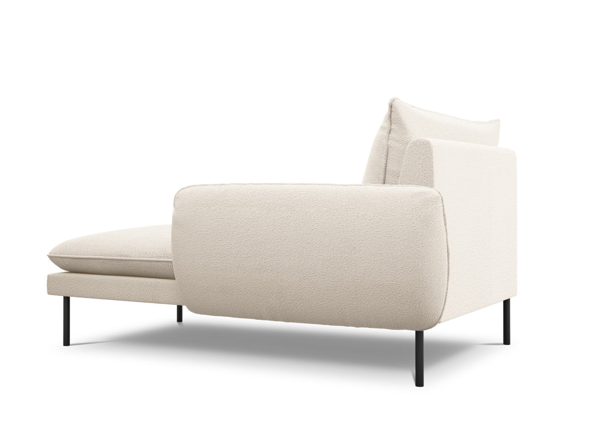 Vienna Boucle Sofa Chaise Lounge rechts 1 Sitz 110cm in Beige/Schwarz-Ascot präsentiert im Onlineshop von KAQTU Design AG. L-Sofa rechts ist von Cosmopolitan Design