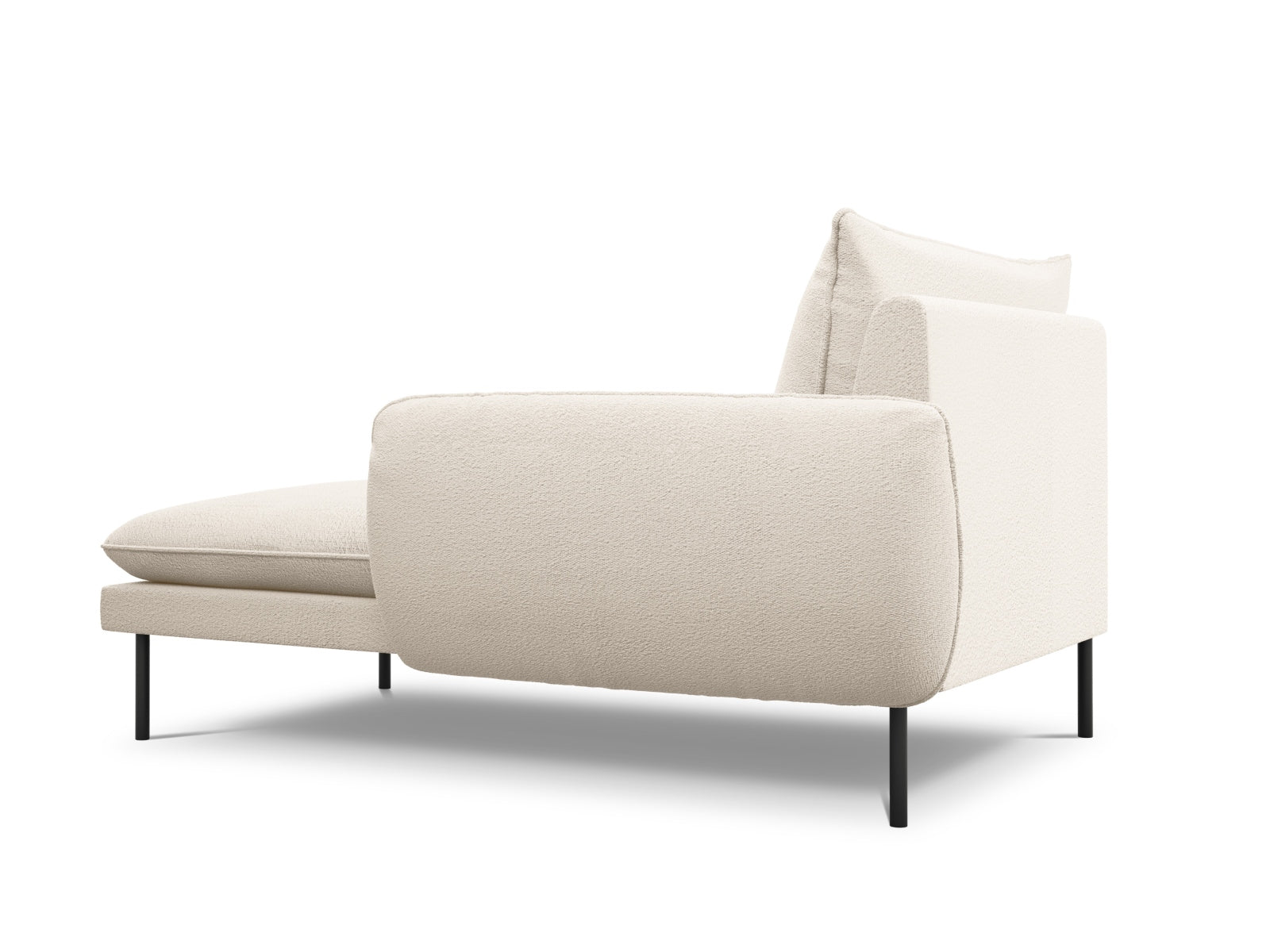 Elegantes Vienna Boucle Sofa Chaise Lounge rechts, 110 cm, in modernem Beige und Schwarz, ideal für stilvolle Wohnräume.