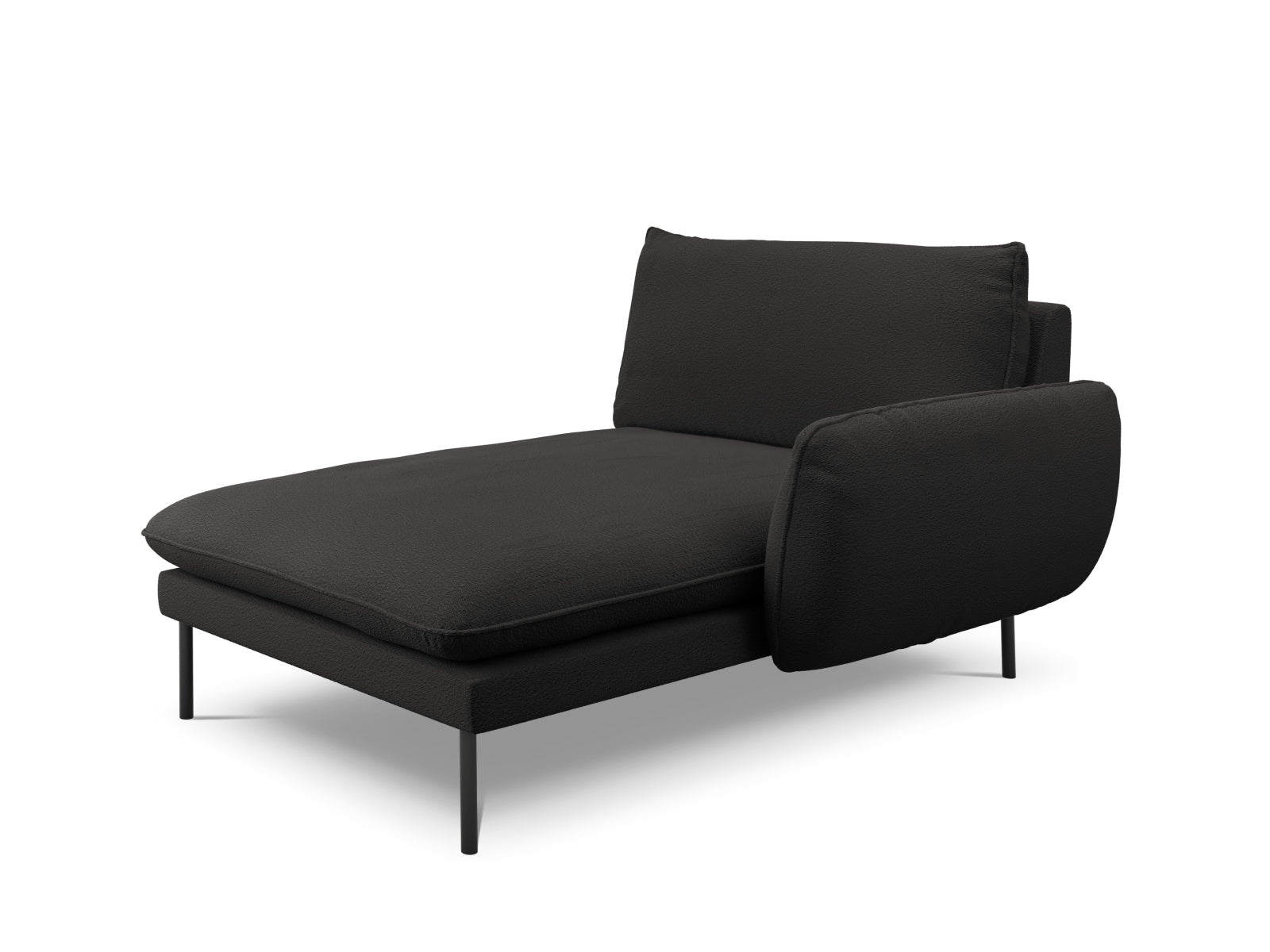 Vienna Boucle Sofa Chaise Lounge rechts 1 Sitz 110cm in Black/Schwarz präsentiert im Onlineshop von KAQTU Design AG. L-Sofa rechts ist von Cosmopolitan Design