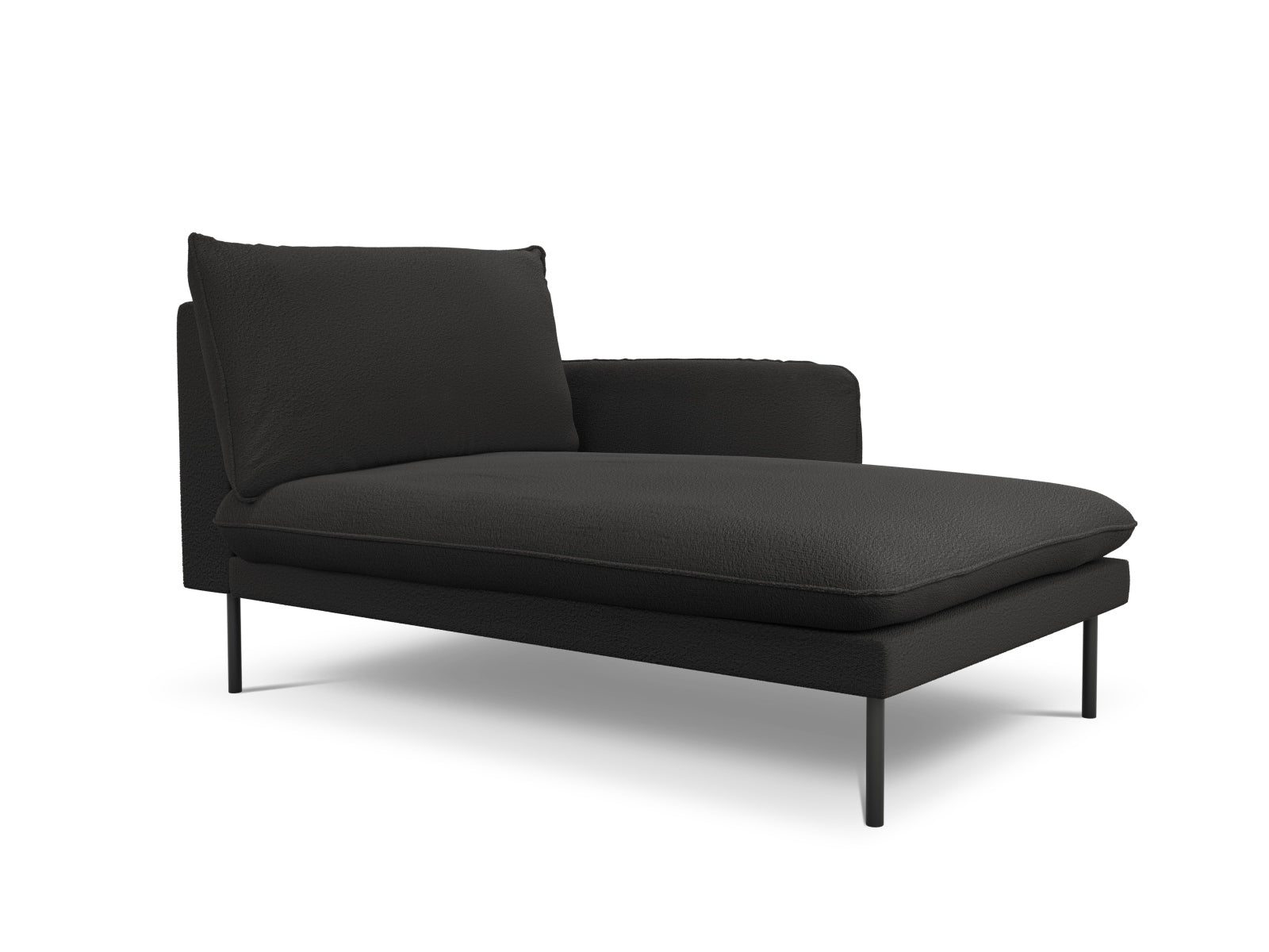 Schwarzes Vienna Boucle Sofa Chaise Lounge mit 1 Sitz, perfekt für moderne Wohnräume und stilvolle Akzente.