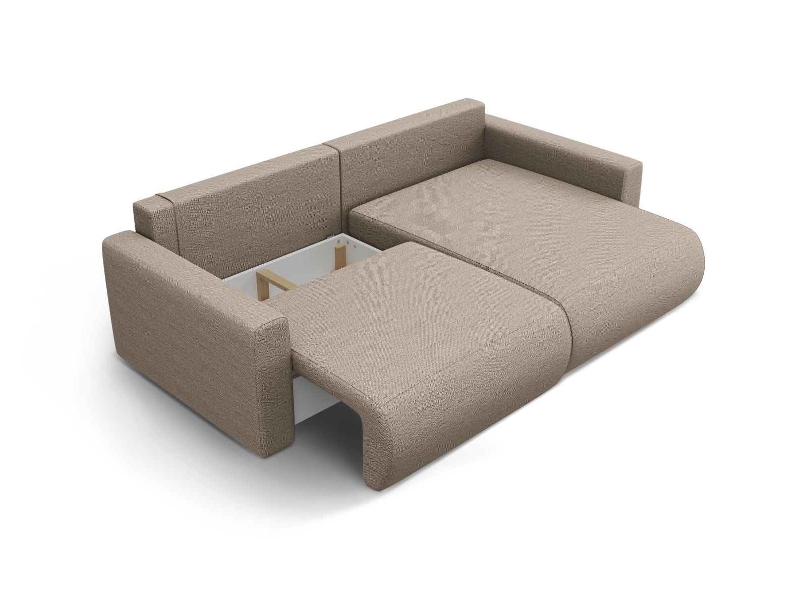 Modernes Belfast Ecksofa in Dunkelbeige, 3-Sitzer mit cleverer Schlaffunktion und Stauraum, ideal für gemütliche Wohnräume.