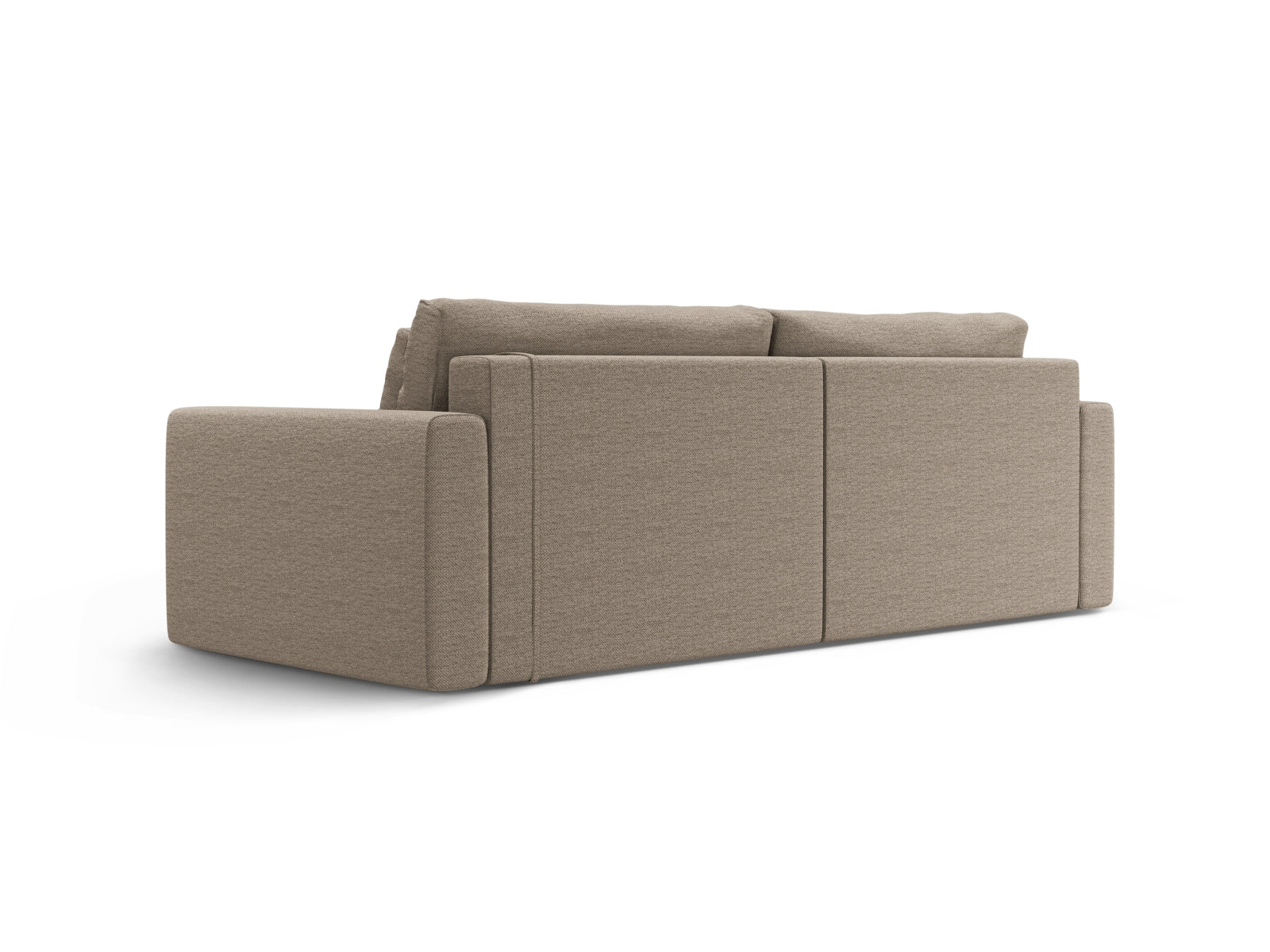 Stylisches L-Sofa Belfast in Dunkelbeige, 3-Sitzer mit praktischer Schlaffunktion und integriertem Stauraum für optimalen Wohnkomfort.