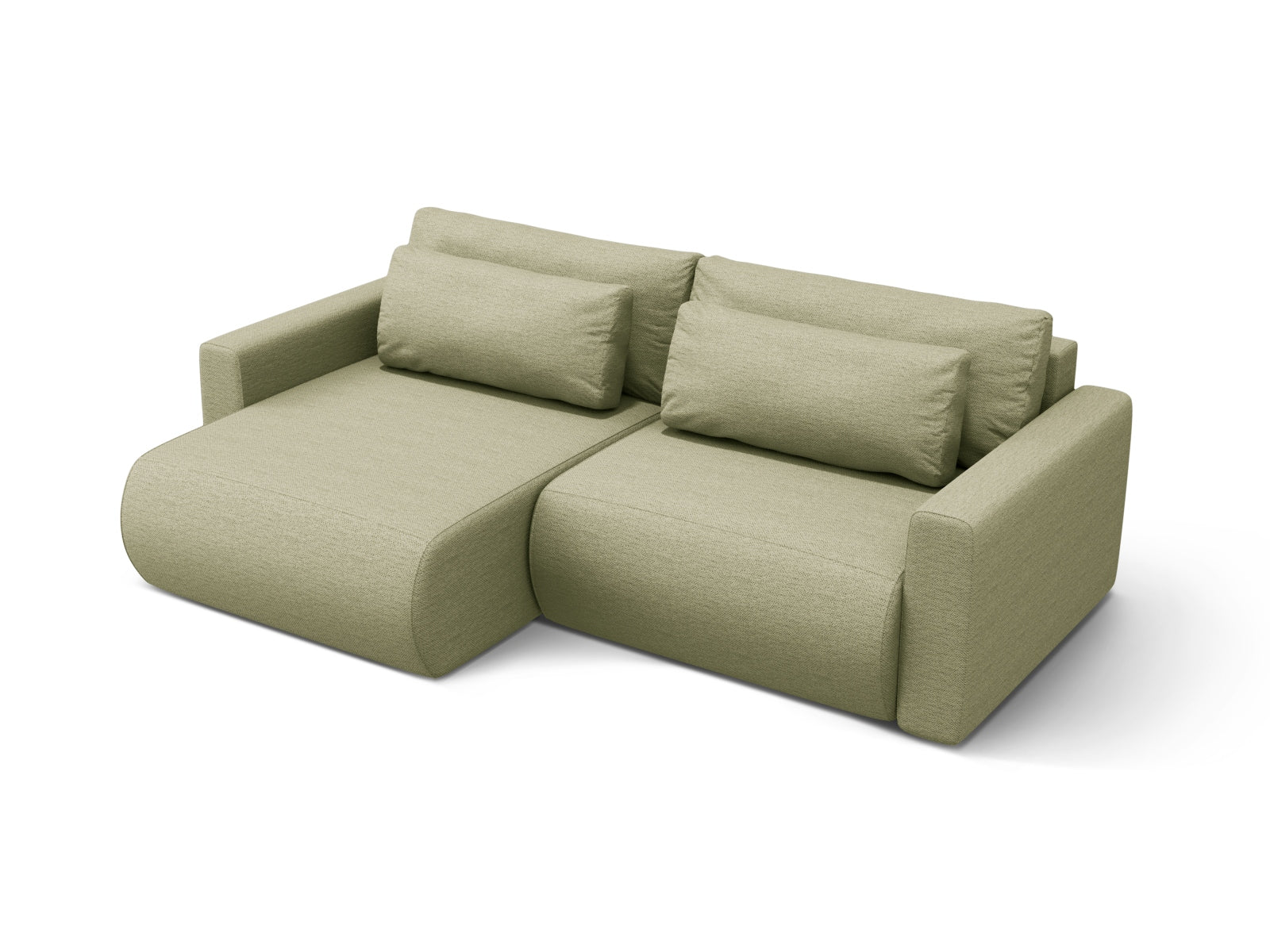 Modernes Belfast Ecksofa in Olive-Heritage, 3-Sitzer mit praktischer Schlaffunktion und Stauraum, perfekt für gemütliche Wohnzimmer.
