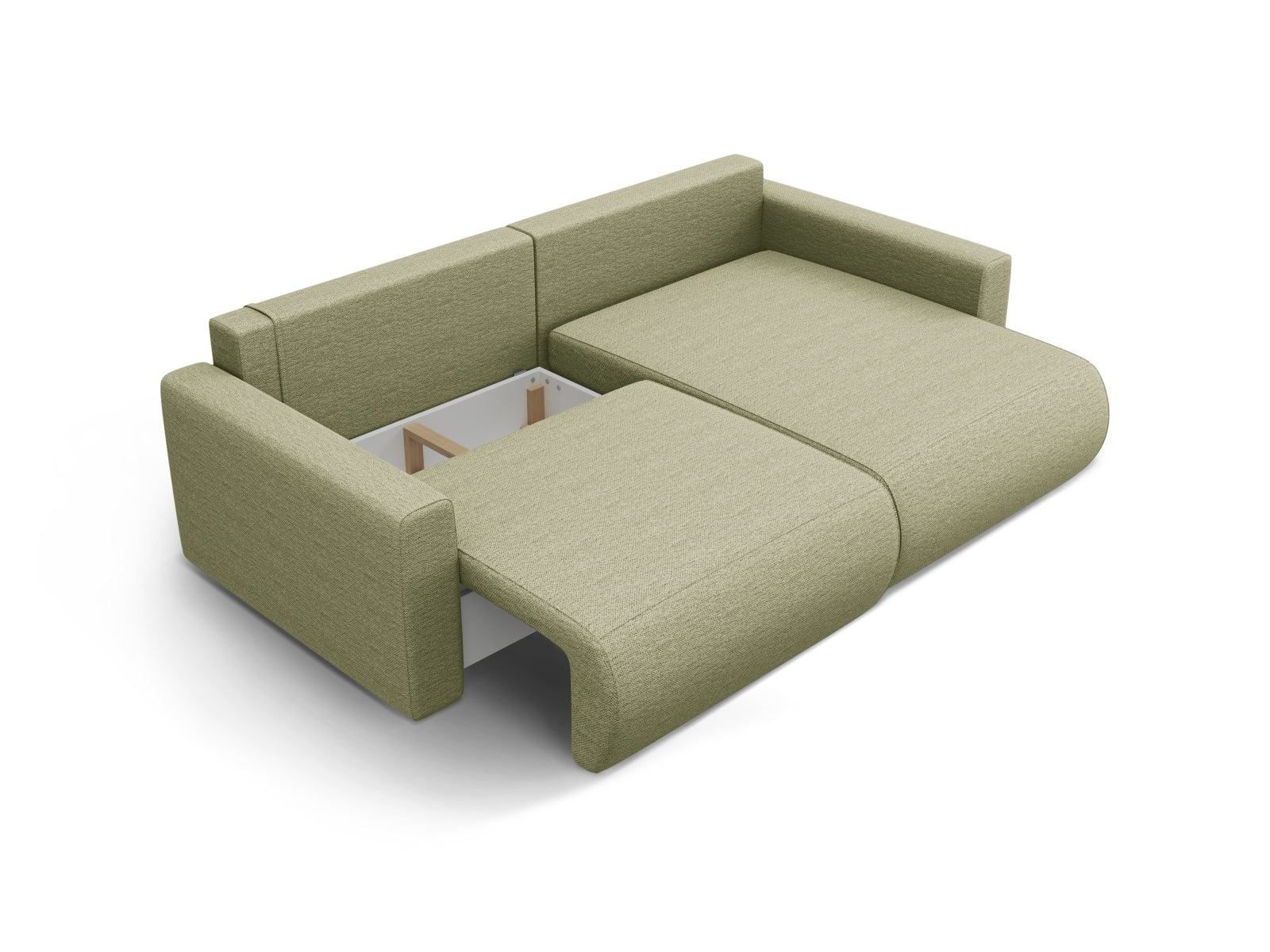Elegantes Belfast Ecksofa in Olive-Heritage, 3-Sitzer mit cleverer Schlaffunktion und integriertem Stauraum, ideal für stilvolle Wohnräume.
