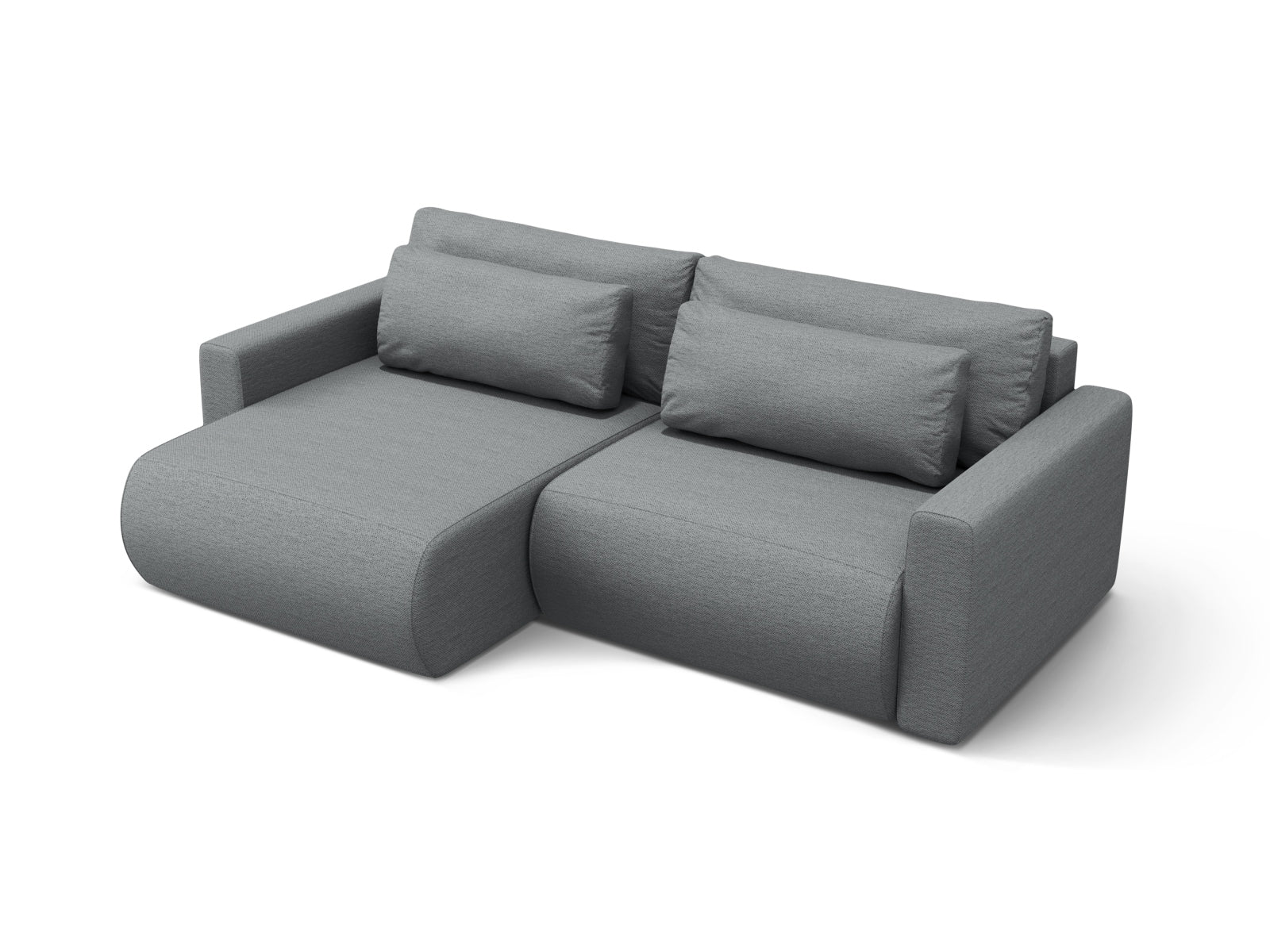 Elegantes Belfast Ecksofa in Grau, 3-Sitzer mit praktischer Schlaffunktion und Stauraum, perfekt für gemütliche Wohnzimmer. Linksseitiges Design.