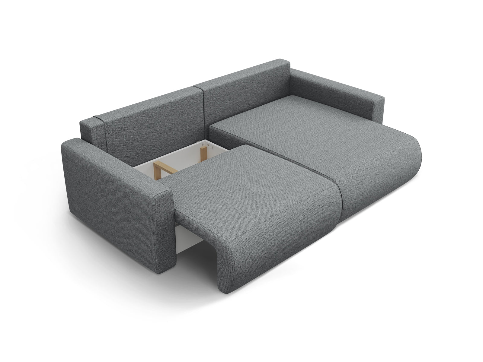 Modernes L-Sofa Belfast in Grau, 3-Sitzer mit Schlaffunktion und integriertem Stauraum, ideal für stilvolle Wohnräume.