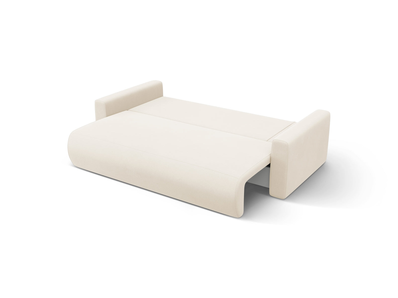 Elegantes Belfast Ecksofa in Ivory-Magic Velvet, 3-Sitzer mit cleverer Schlaffunktion und Stauraum, ideal für stilvolle Wohnräume.
