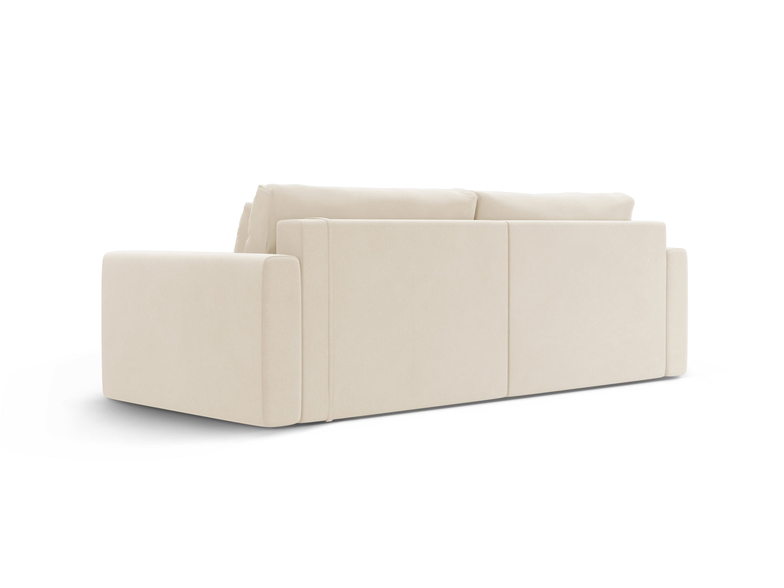 Elegantes Belfast Ecksofa in Ivory-Magic Velvet, 3-Sitzer mit cleverer Schlaffunktion und Stauraum, ideal für stilvolle Wohnräume.