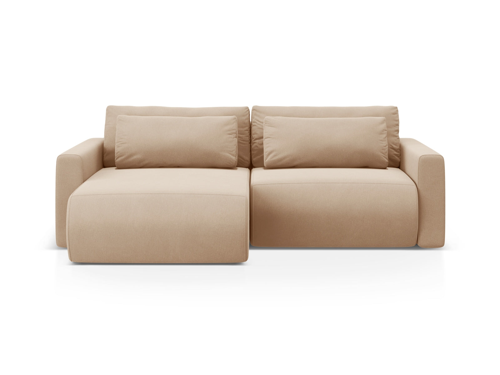 Belfast Ecksofa mit Schlaffunktion und Stauraum 3 Sitzer in Almond Beige-Magic Velvet präsentiert im Onlineshop von KAQTU Design AG. L-Sofa links ist von Cosmopolitan Design