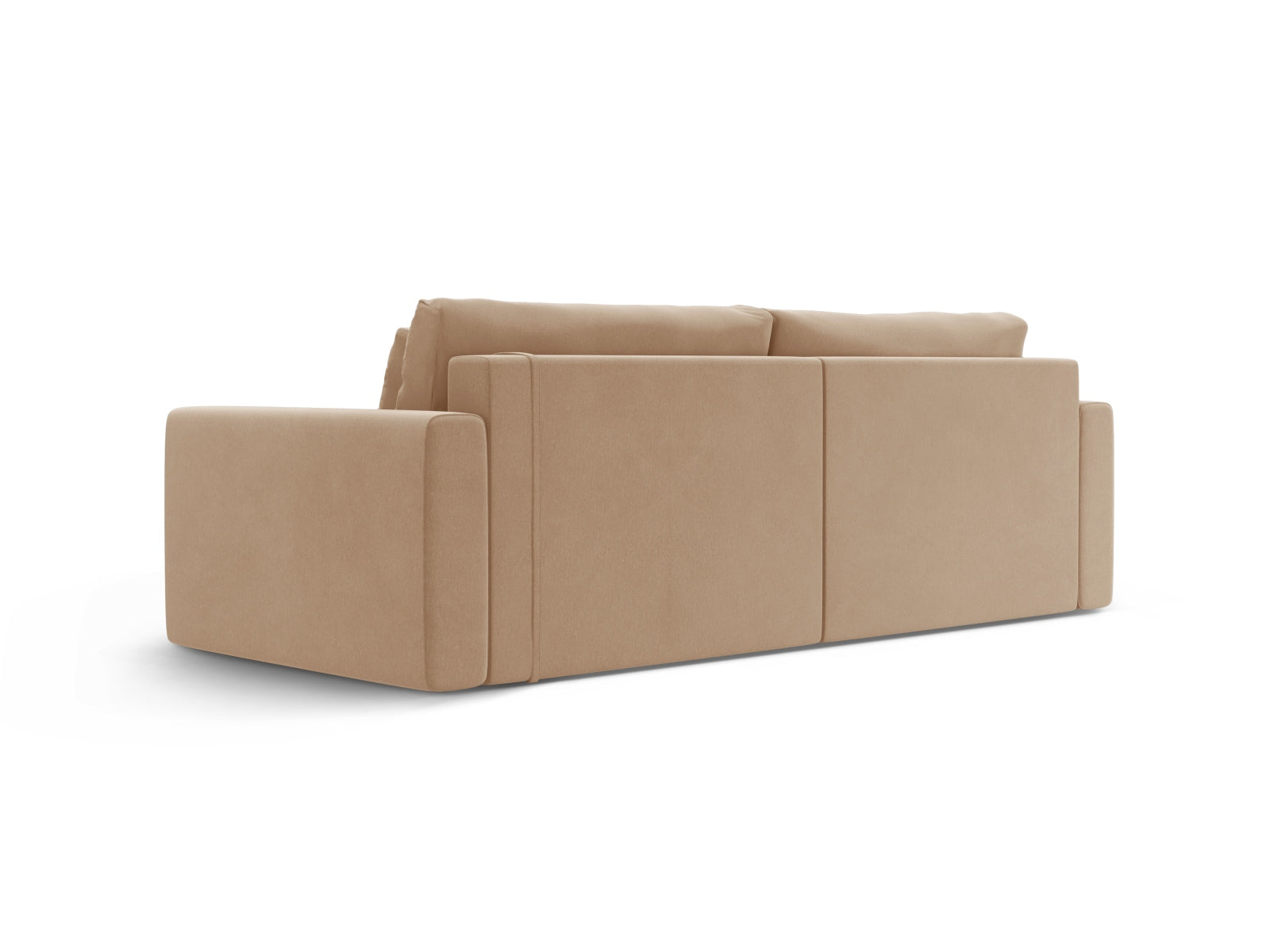 Elegantes Belfast Ecksofa in warmem Almond Beige, ideal für stilvolle Wohnräume, mit zusätzlichem Stauraum und Schlaffunktion.