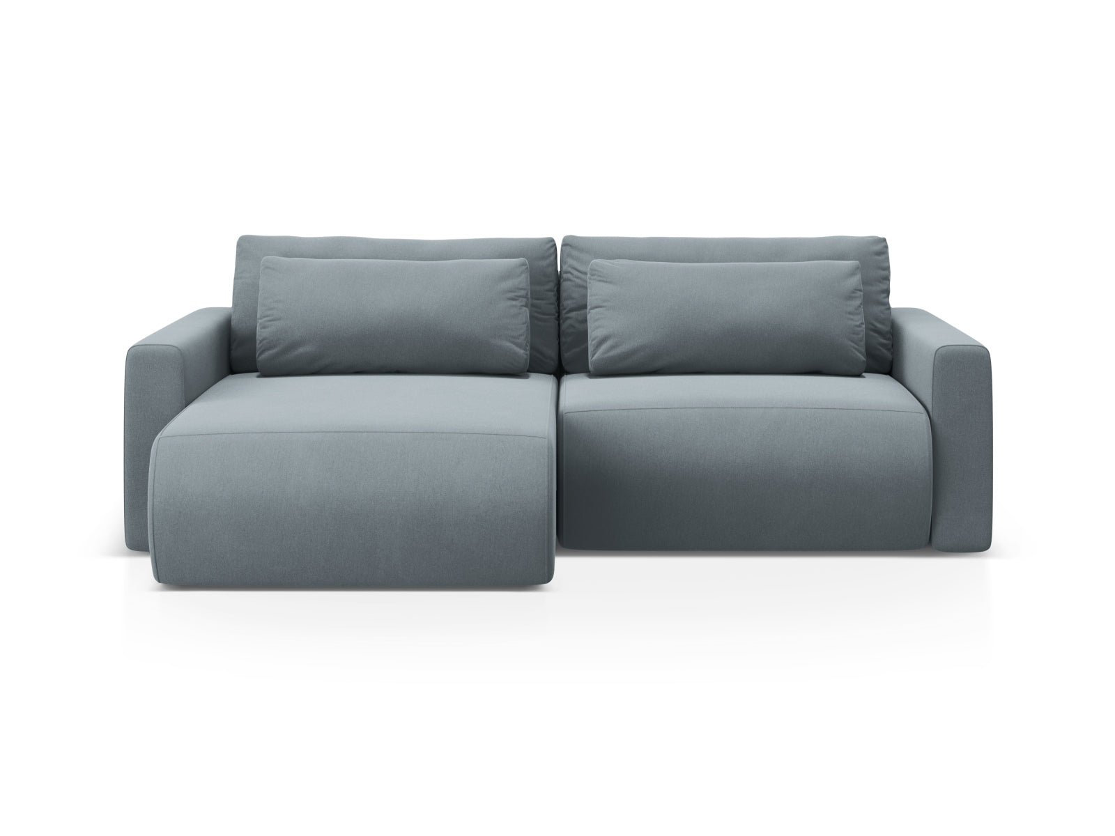 Belfast Ecksofa mit Schlaffunktion und Stauraum 3 Sitzer in Blue Grey-Magic Velvet präsentiert im Onlineshop von KAQTU Design AG. L-Sofa links ist von Cosmopolitan Design