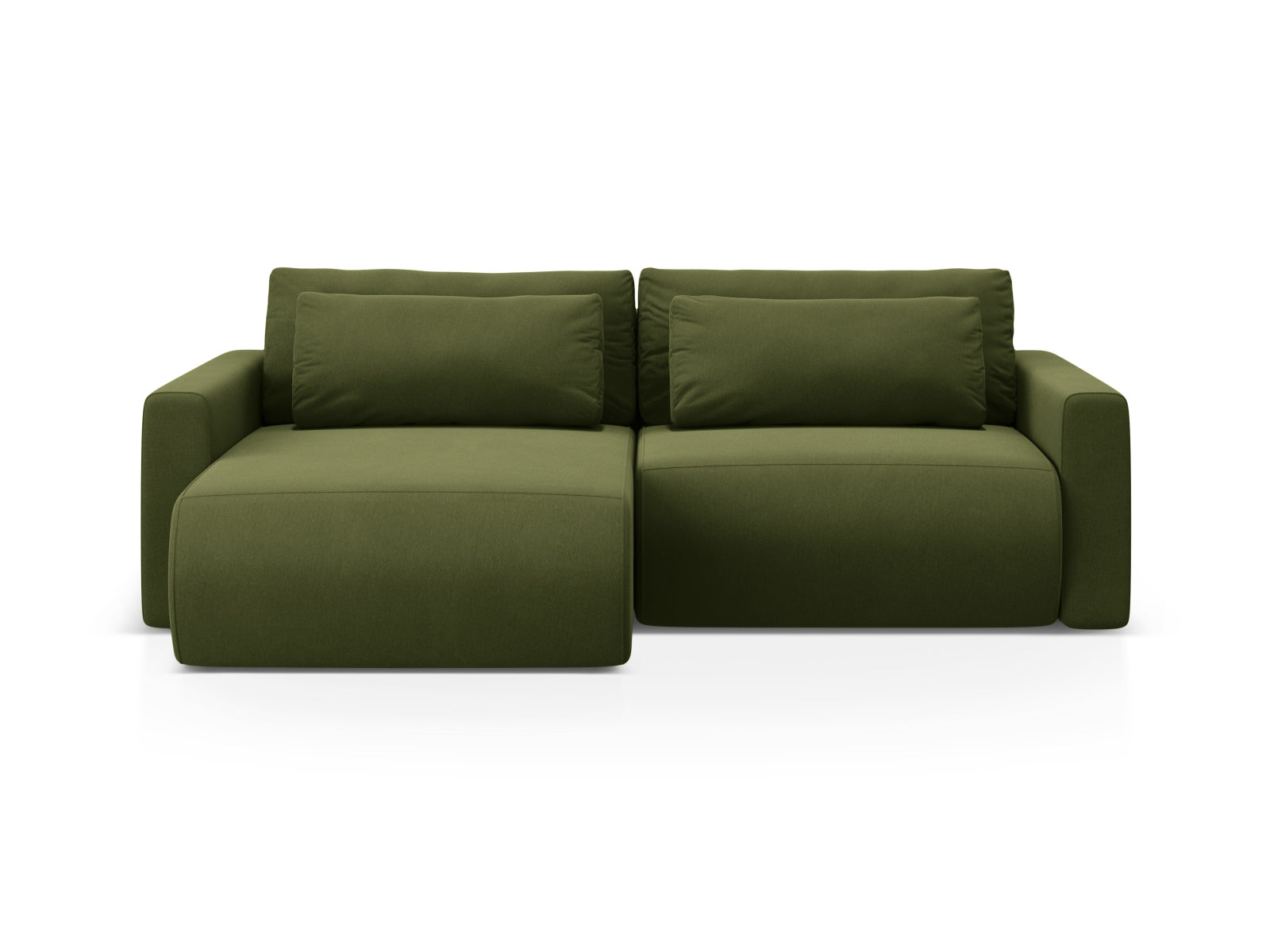 Belfast Ecksofa mit Schlaffunktion und Stauraum 3 Sitzer in Army Green-Magic Velvet präsentiert im Onlineshop von KAQTU Design AG. L-Sofa links ist von Cosmopolitan Design