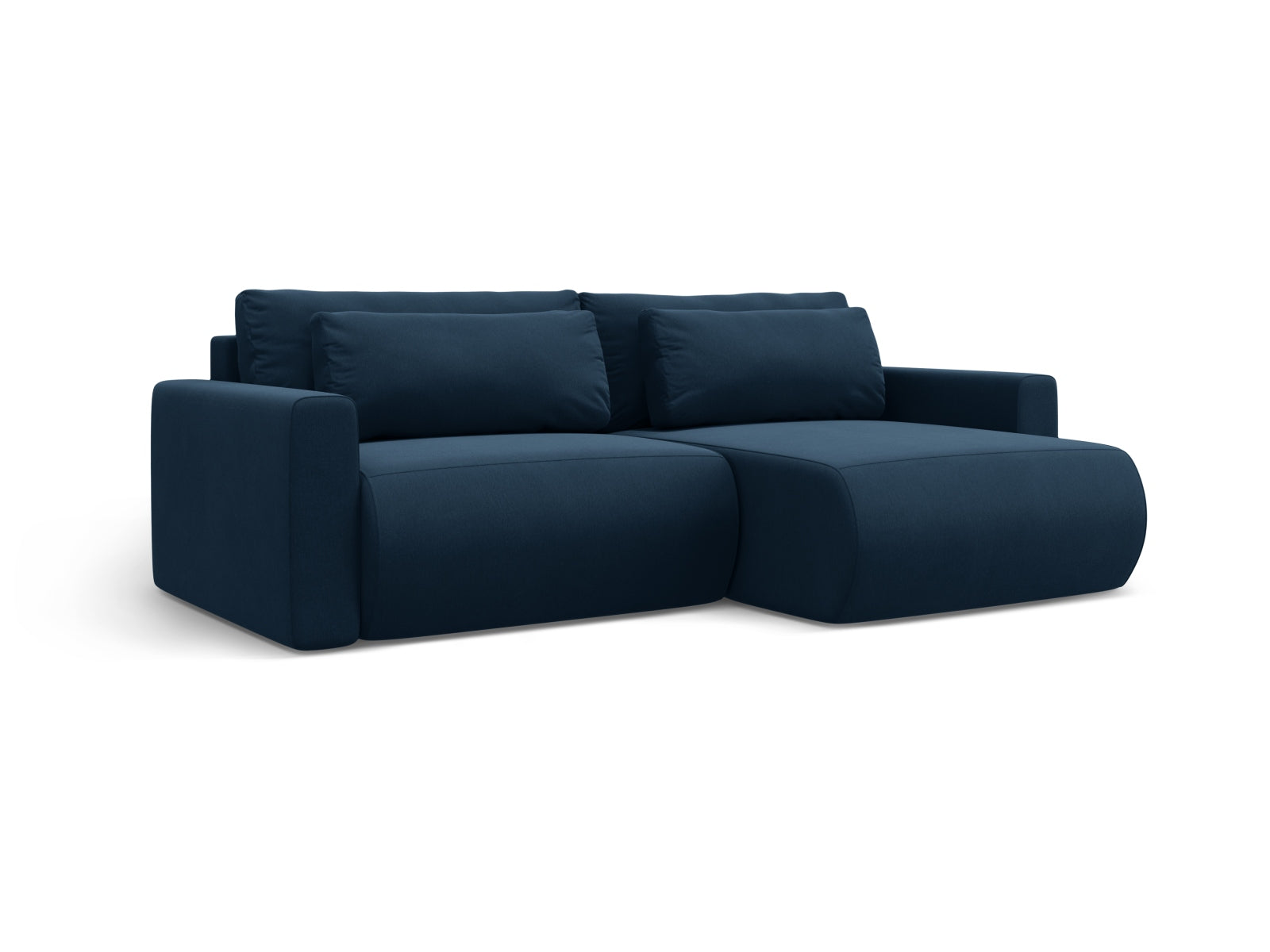 Modernes L-Sofa Belfast in Royal Blue, 3-Sitzer mit praktischer Schlaffunktion und integriertem Stauraum, perfekt für gemütliche Abende.
