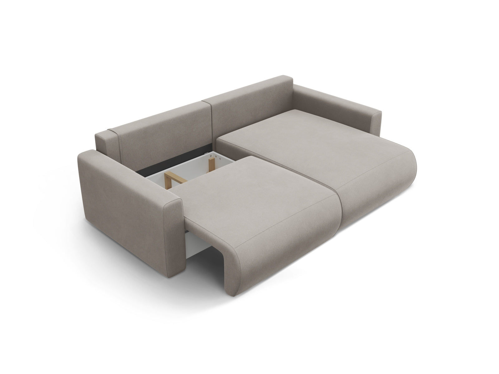 Stylisches Belfast Ecksofa in elegantem Warm Grey, 3-Sitzer mit praktischer Schlaffunktion und integriertem Stauraum für optimale Raumnutzung.