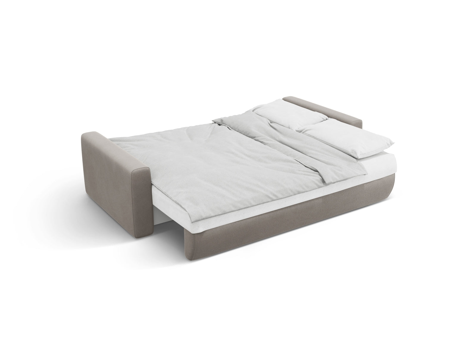Elegantes Belfast Ecksofa in Warm Grey, 3-Sitzer mit praktischer Schlaffunktion und integriertem Stauraum für vielseitige Nutzung.