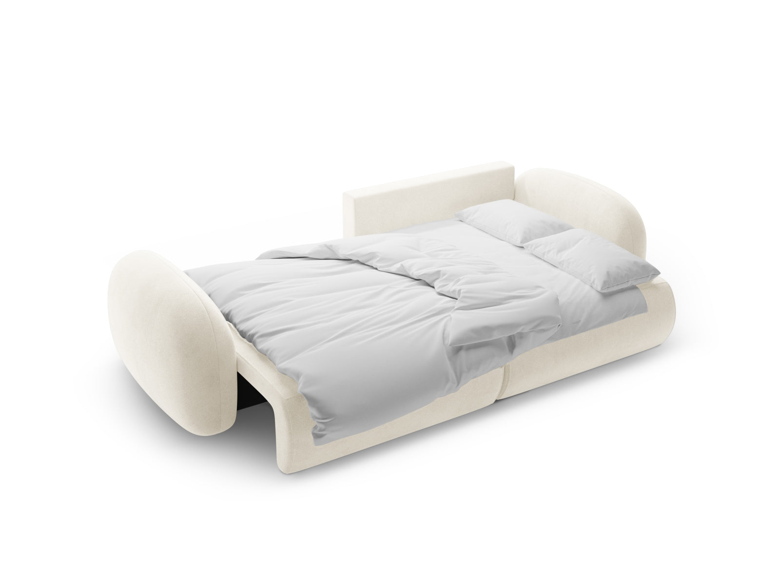 Elegantes Tonale Ecksofa in Ivory-Magic Velvet, 4-Sitzer mit cleverer Schlaffunktion und integriertem Stauraum für vielseitige Nutzung.