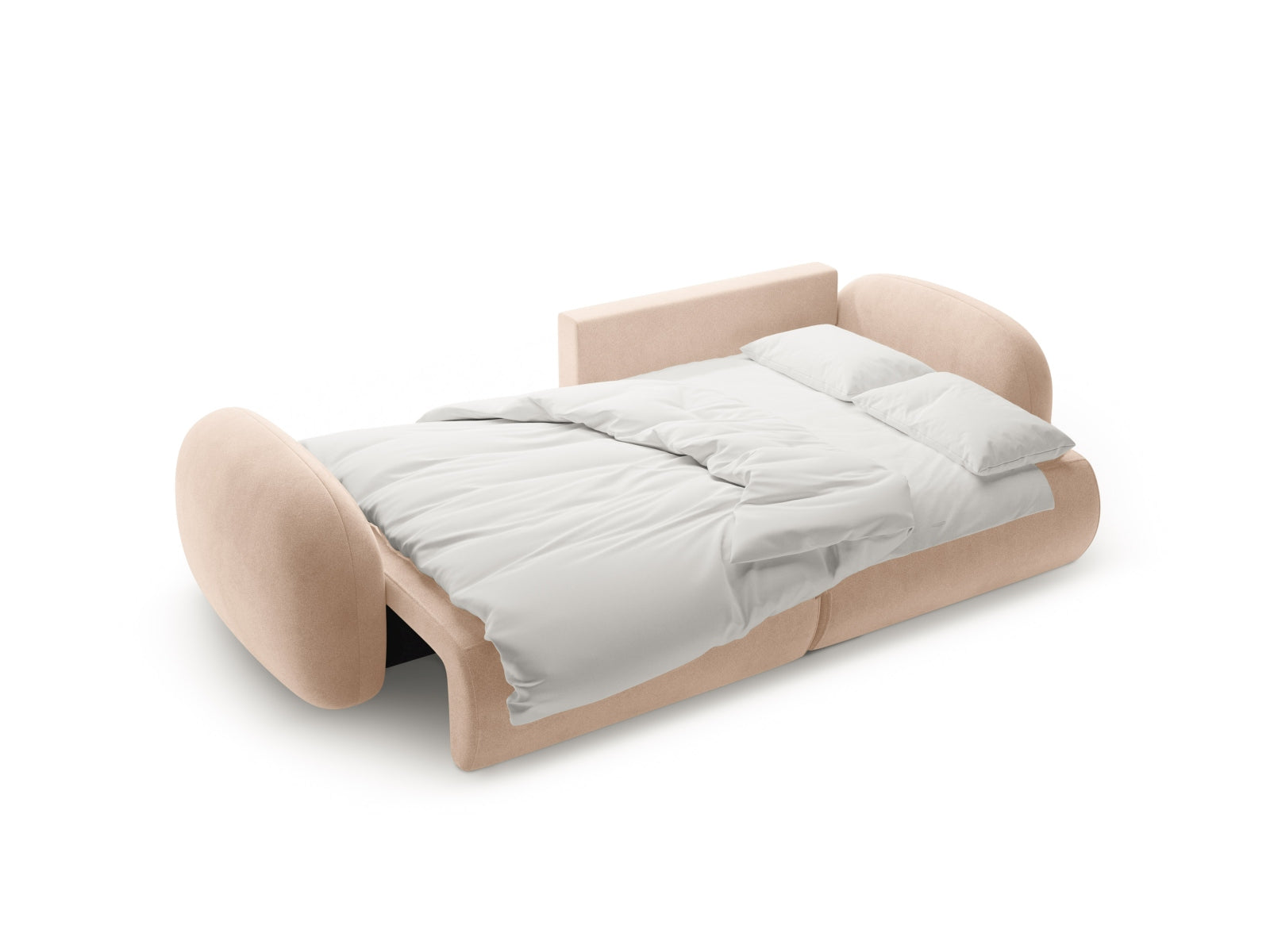 Elegantes Tonale Ecksofa in warmem Almond Beige, 4-Sitzer mit cleverer Schlaffunktion und integriertem Stauraum, ideal für stilvolle Wohnräume.