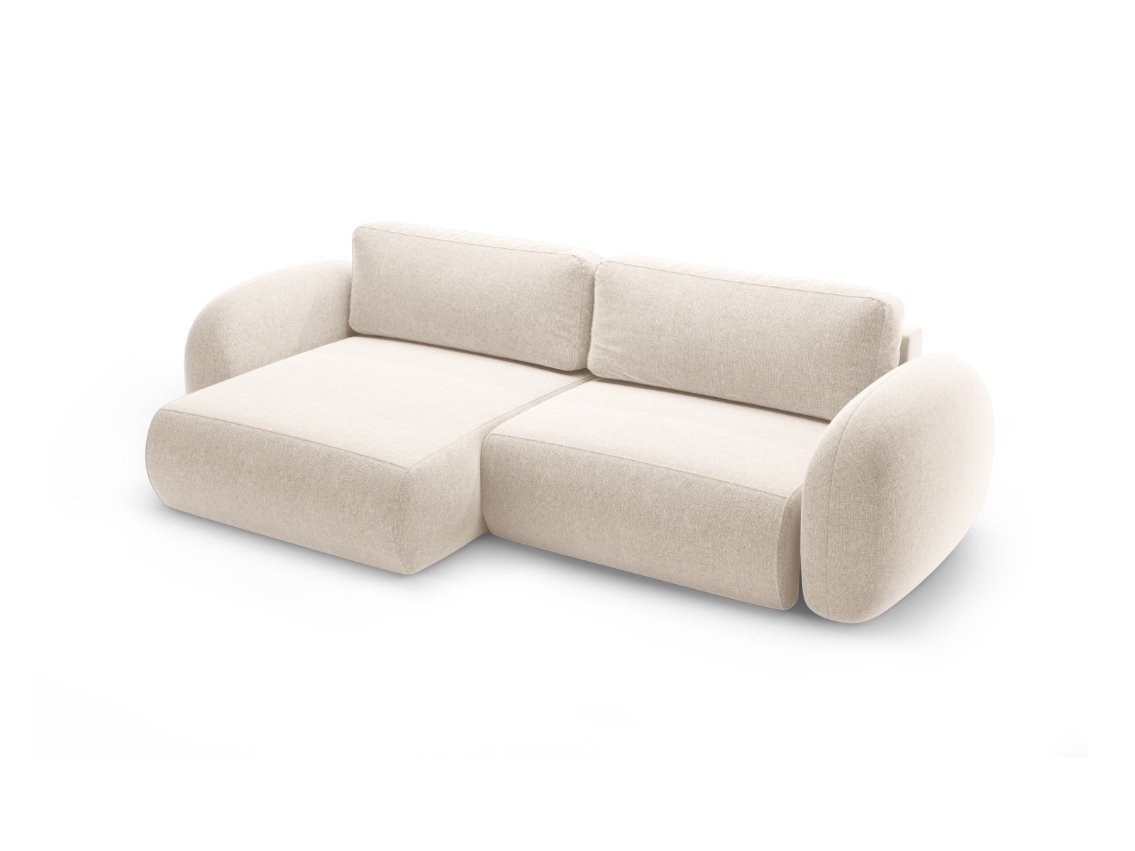 Modernes Tonale Ecksofa in hellem Beige, 4-Sitzer mit praktischer Schlaffunktion und Stauraum, perfekt für gemütliche Wohnzimmer.