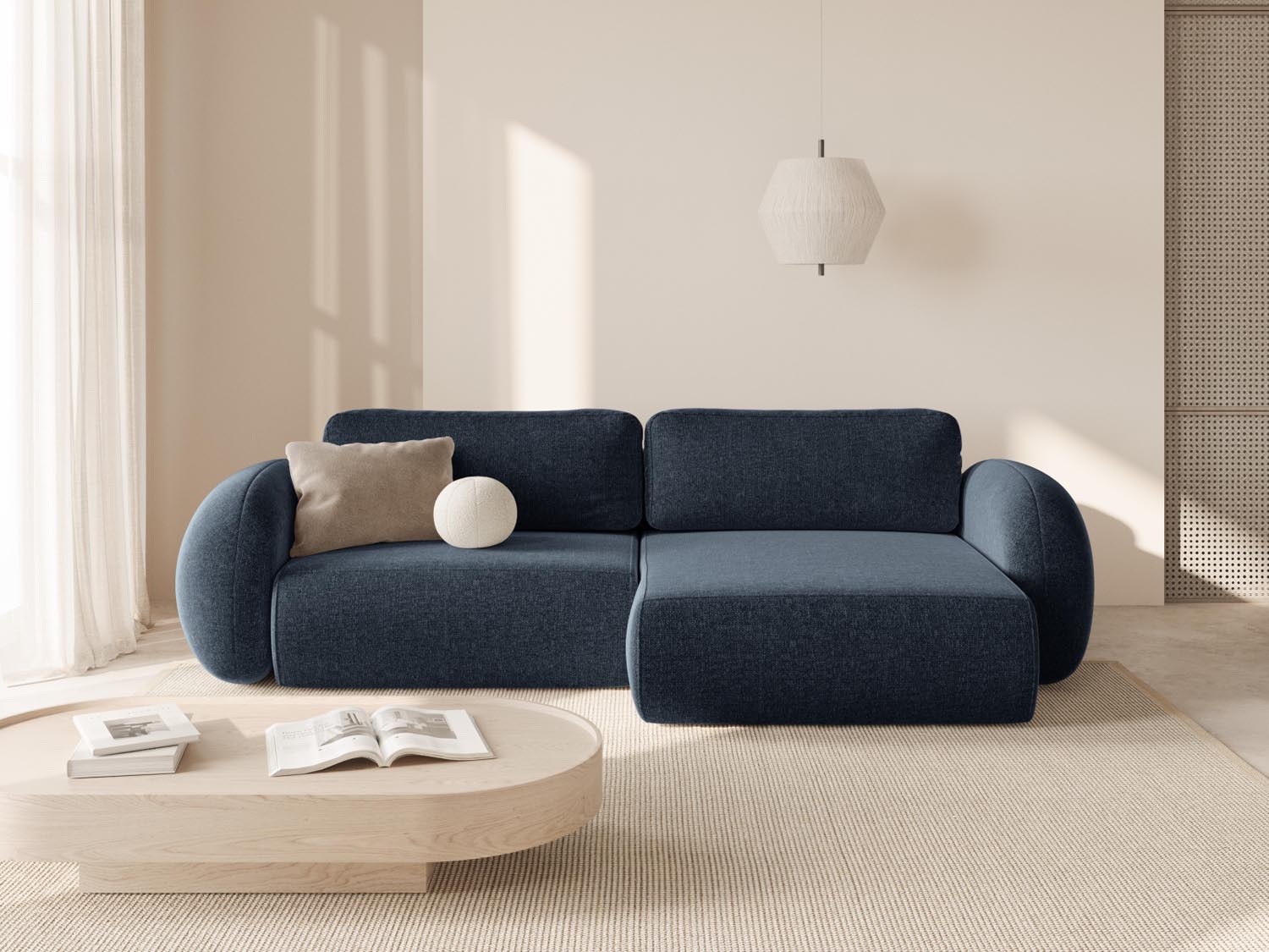 Elegantes Tonale Ecksofa in Navy Blue-Eden, 4-Sitzer mit Schlaffunktion und Stauraum, ideal für stilvolle Wohnräume.