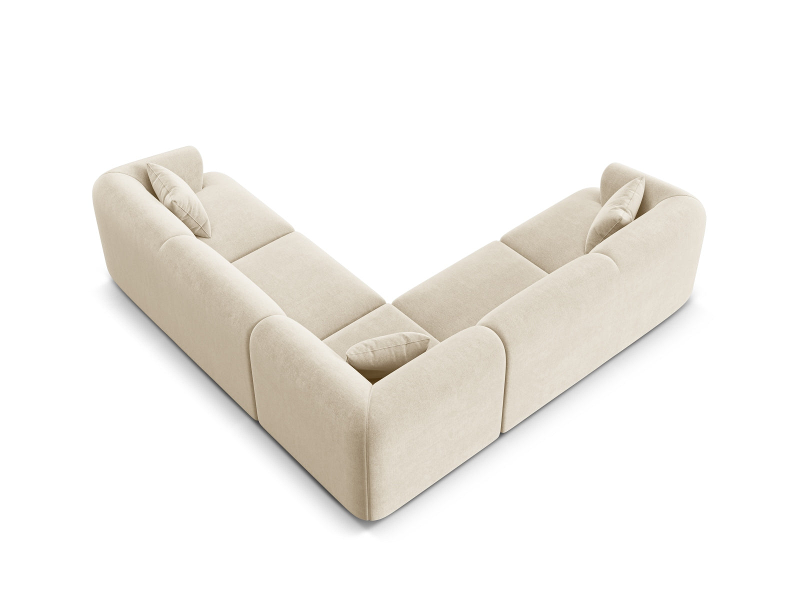Modulares 6-Sitzer Ecksofa Symmetric Campi in neutralem Beige, perfekt für moderne Wohnzimmer und entspannte Zusammenkünfte.