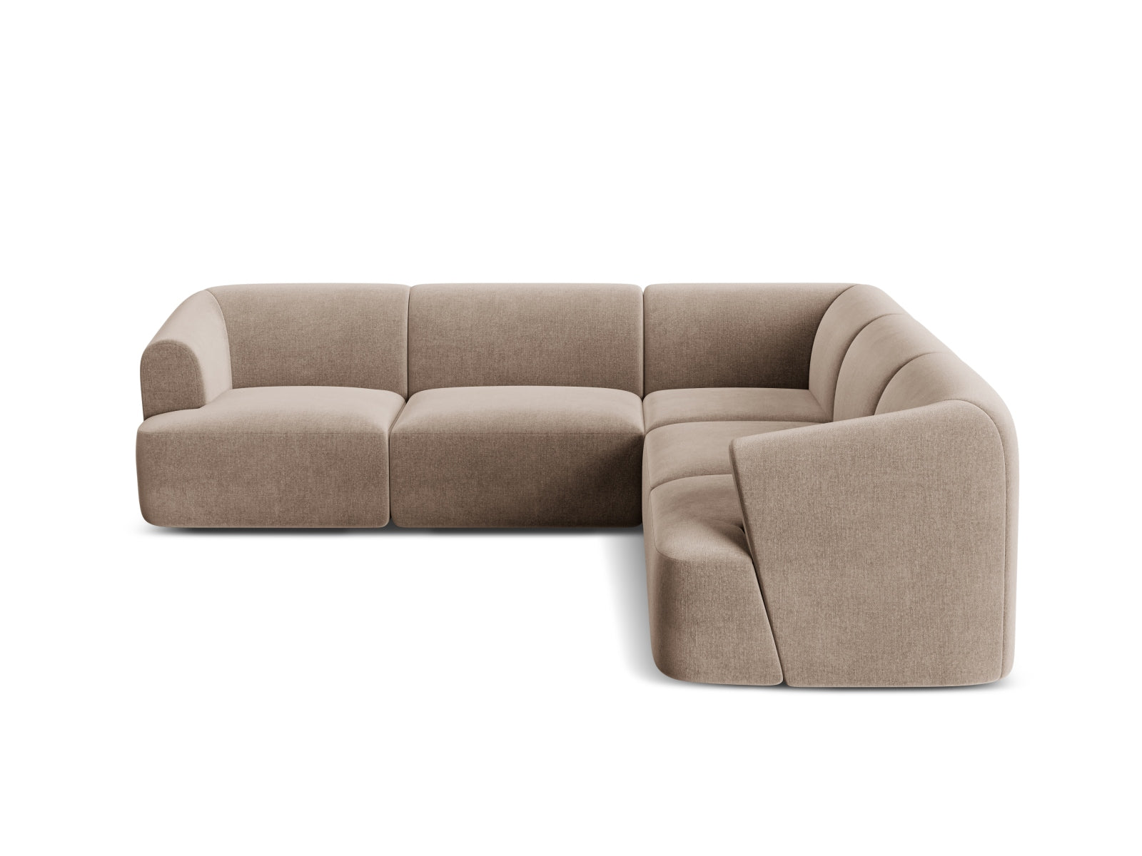 Elegantes 6-Sitzer Ecksofa Symmetric Campi in dunkelbeige, ideal für moderne Wohnräume und gemütliche Zusammenkünfte.