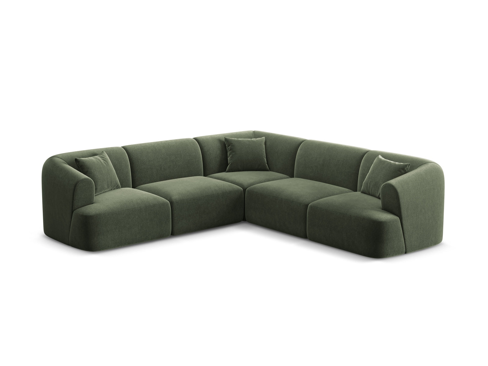 Elegantes 6-Sitzer Ecksofa Symmetric Campi in stilvollem Green-Vogue, ideal für moderne Wohnräume, von Cosmopolitan Design.