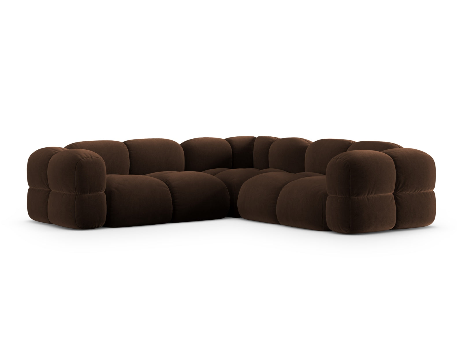 Elegantes Loretto Ecksofa in luxuriösem Velours, 4-Sitzer mit symmetrischem Design, ideal für stilvolle Wohnräume.