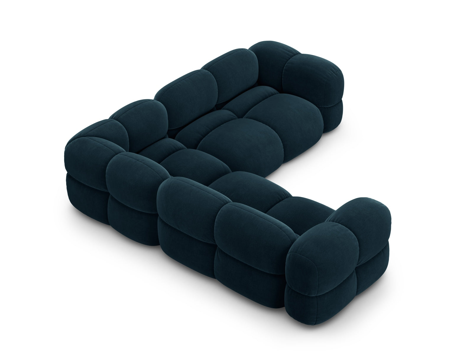 Stylisches Loretto Velour Ecksofa in Petrol, 4-Sitzer, 250 cm, perfekt für gemütliche Abende und stilvolle Einrichtung.