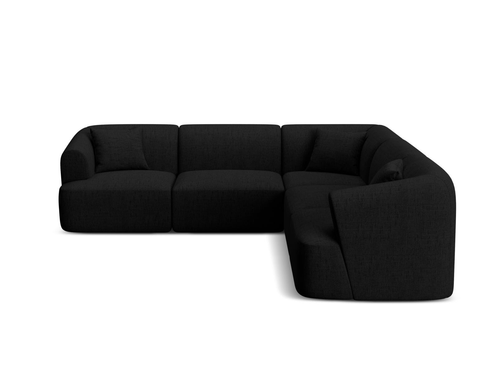 Modulares 6-Sitzer Ecksofa Campi in elegantem Schwarz, ideal für stilvolle Wohnräume, präsentiert von Cosmopolitan Design.