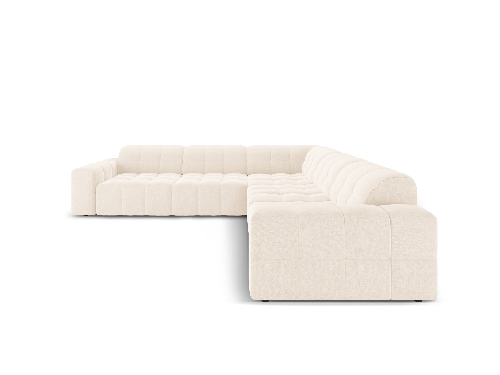 Elegantes Chicago Ecksofa in sanftem Beige, 4-Sitzer mit 287 cm, perfekt für stilvolle Wohnzimmer, von Cosmopolitan Design.