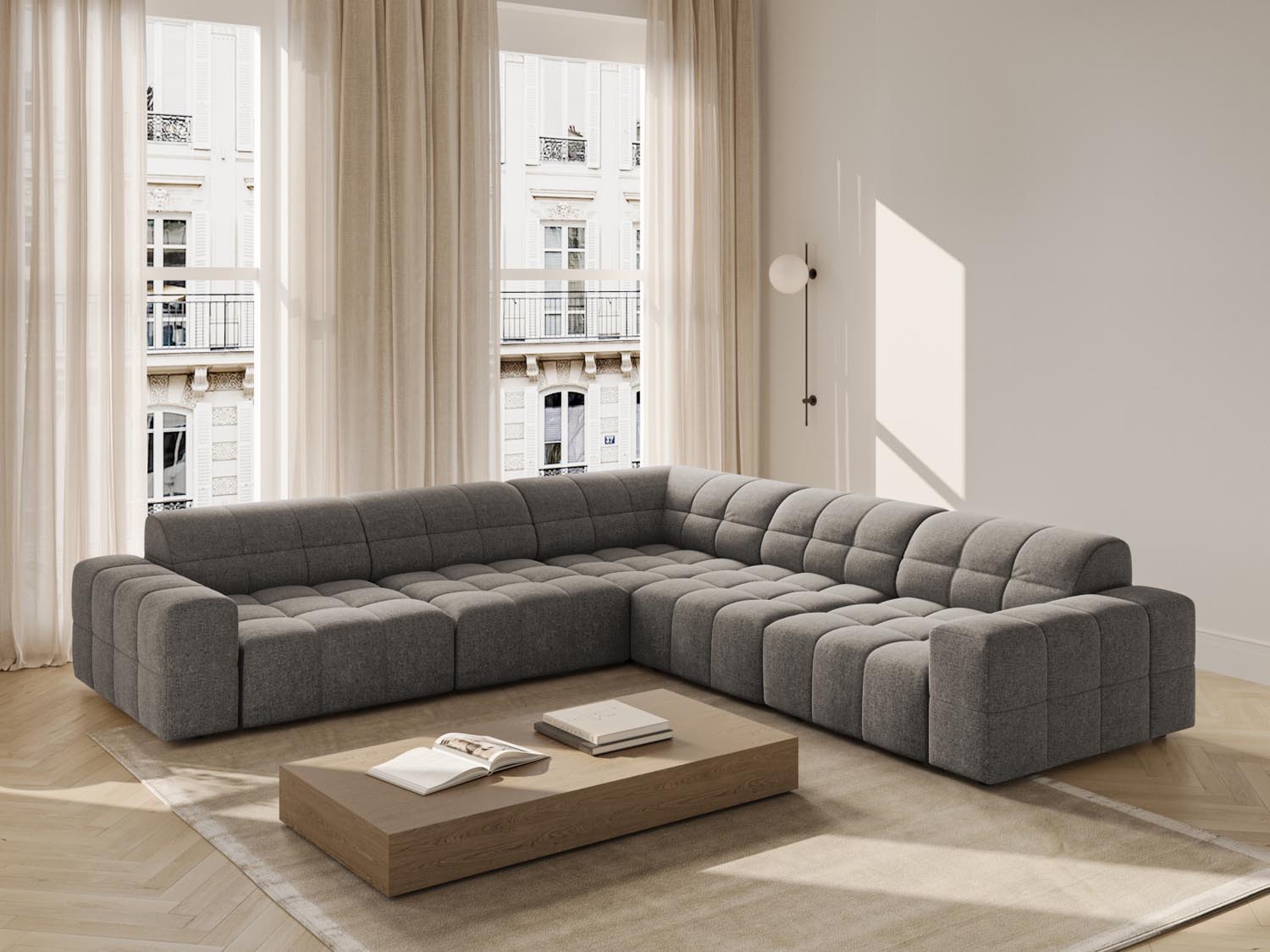 Entdecken Sie das Chicago Ecksofa 4 Sitzer von Cosmopolitan Design – elegantes Design, optimaler Komfort und grosszügige 287 cm für Ihr modernes Wohnzimmer.