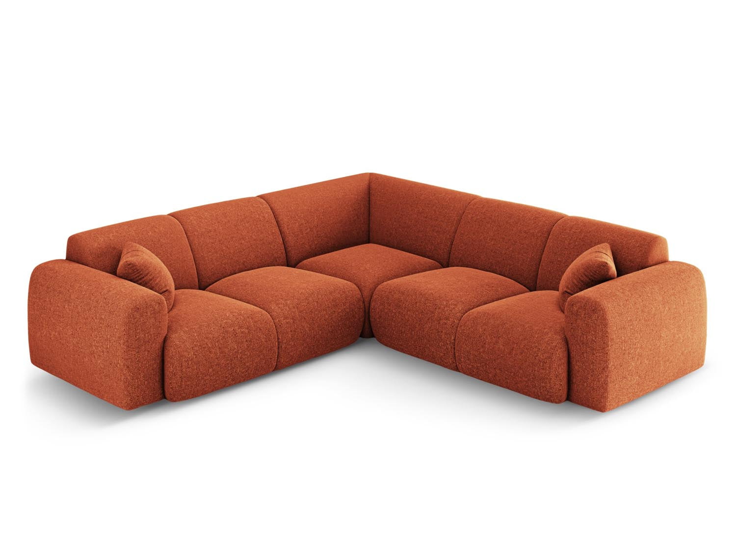 Modernes Ecksofa Nolio in warmem Terracotta, 5-Sitzer, 252 cm, perfektes Möbelstück für gemütliche und stilvolle Wohnambiente.