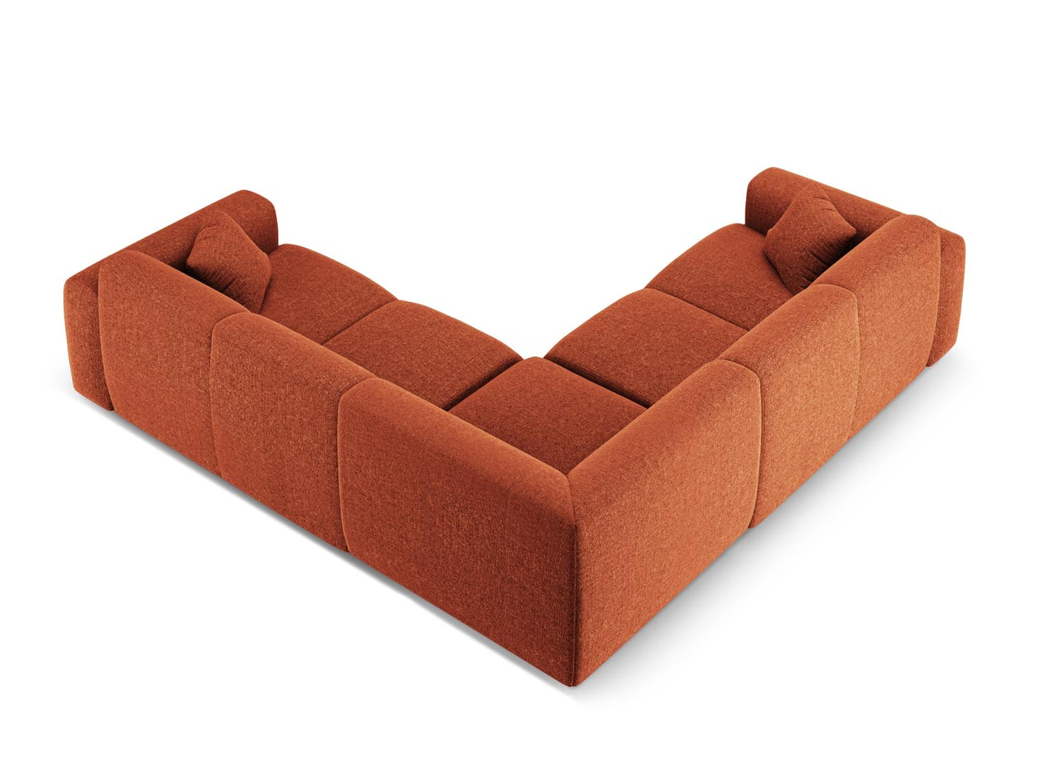 Elegantes Nolio Ecksofa in Terracotta, 5-Sitzer, 252 cm, ideal für stilvolle Wohnräume und entspannte Stunden.