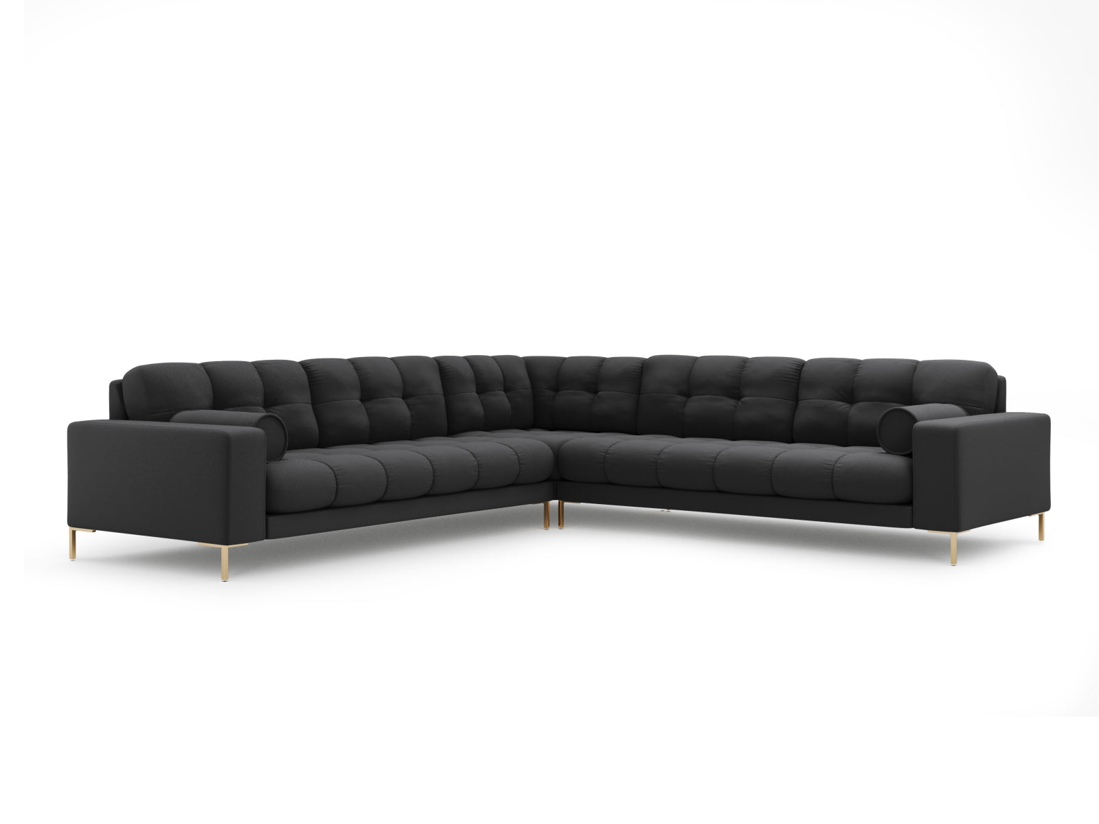 Elegantes 6-Sitzer Ecksofa Symmetric Bali in Dunkelgrau, ideal für stilvolle Wohnräume, von Cosmopolitan Design.