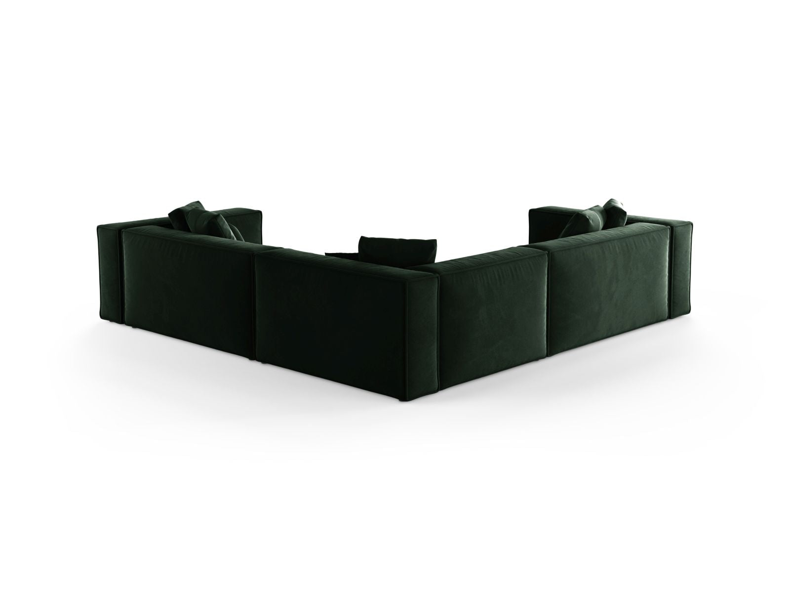 Elegantes 5-Sitzer Ecksofa Symmetric Aveiro in sattem Flaschengrün, ideal für stilvolle Wohnräume und entspannte Abende.