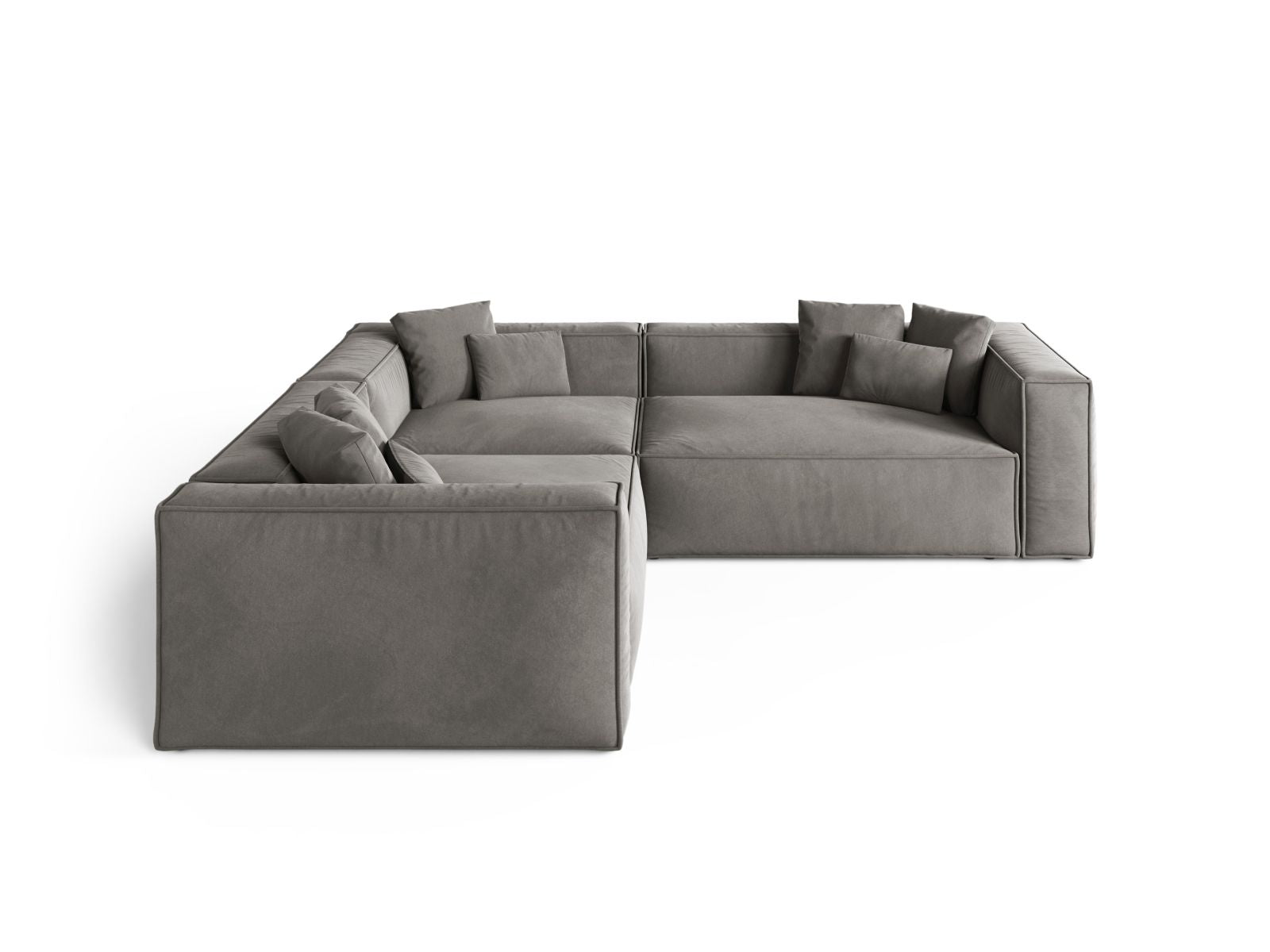 Modernes 5-Sitzer Ecksofa Symmetric Aveiro in stilvollem Grau, ideal für gemütliche Wohnzimmer und entspannte Abende.