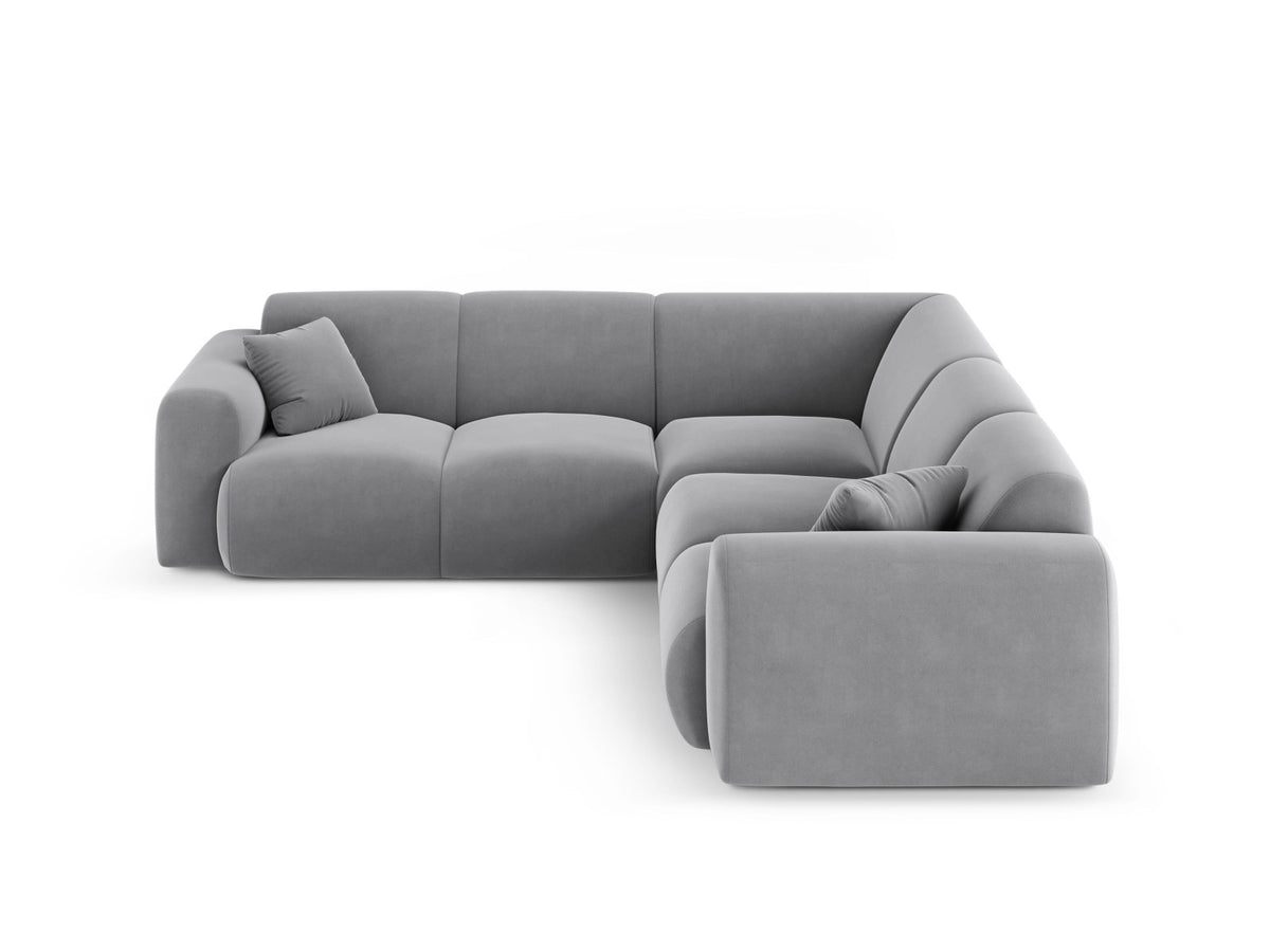 Nolio Velour Symmetrical Ecksofa 5 Sitzer 252cm in Light Grey-Casino präsentiert im Onlineshop von KAQTU Design AG. Ecksofa ist von Cosmopolitan Design