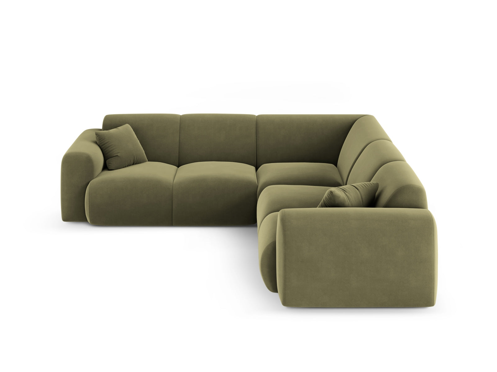 Nolio Velour Symmetrical Ecksofa 5 Sitzer 252cm in Light Green präsentiert im Onlineshop von KAQTU Design AG. Ecksofa ist von Cosmopolitan Design