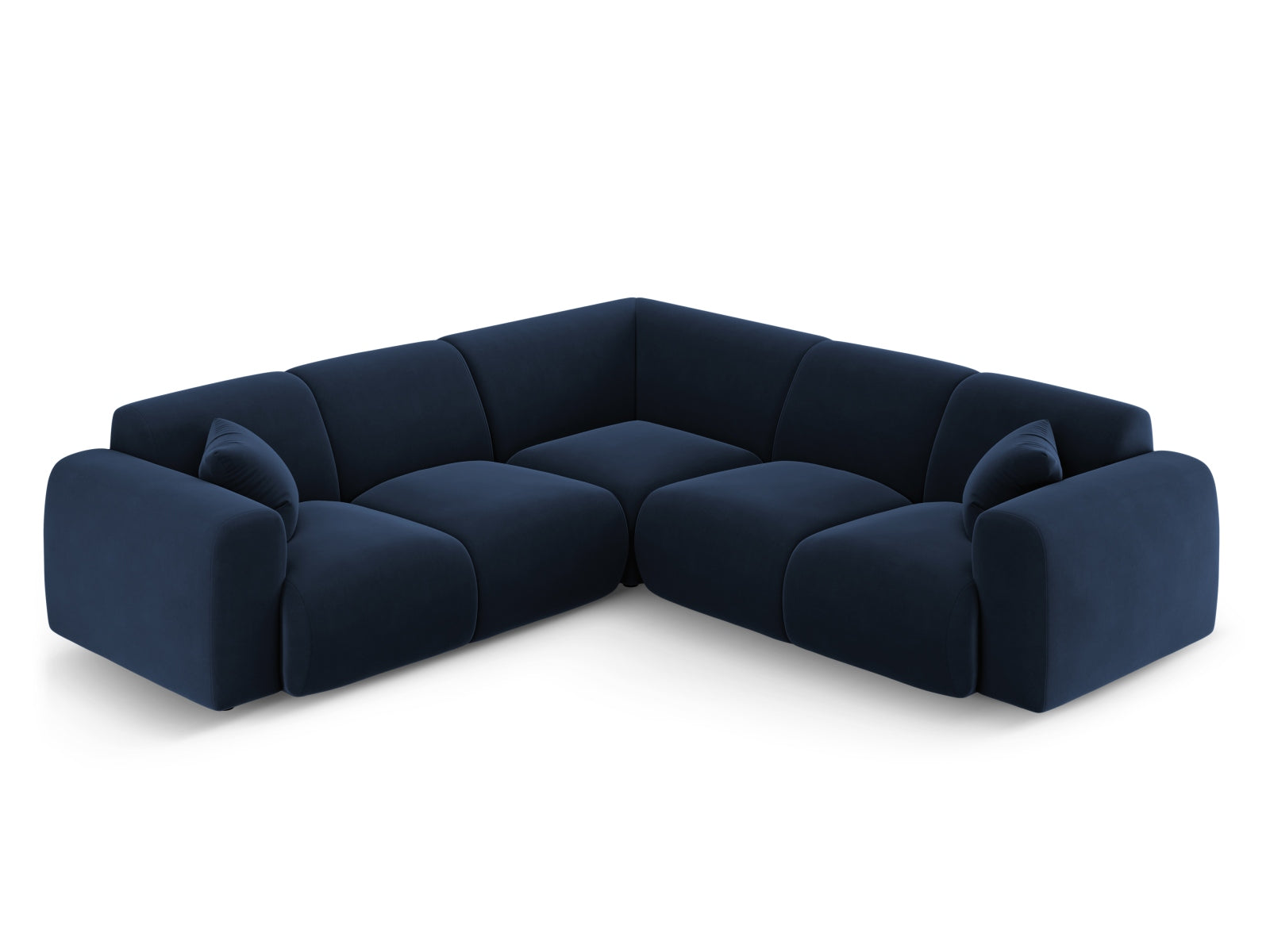 Stilvolles Nolio Velour Ecksofa in Royal Blue, 5-Sitzer, 252 cm, perfektes Möbelstück für moderne Wohnlandschaften von Cosmopolitan Design.