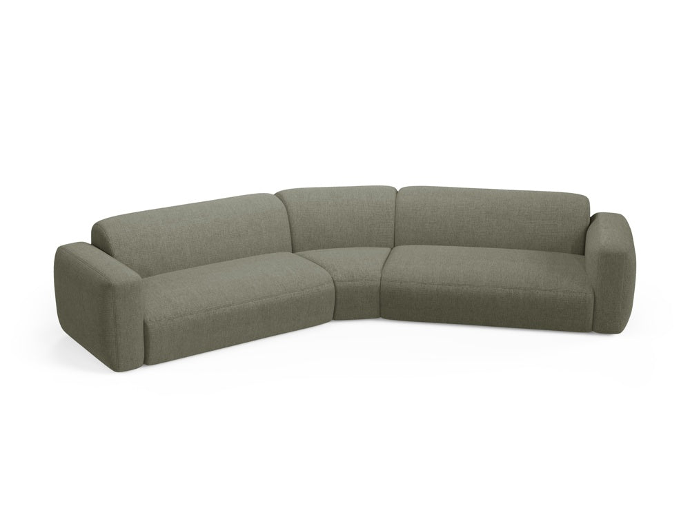 Stylisches Strino Ecksofa in tiefem Olivgrün, perfekt für zeitgemäße Interiors, entworfen von Cosmopolitan Design.