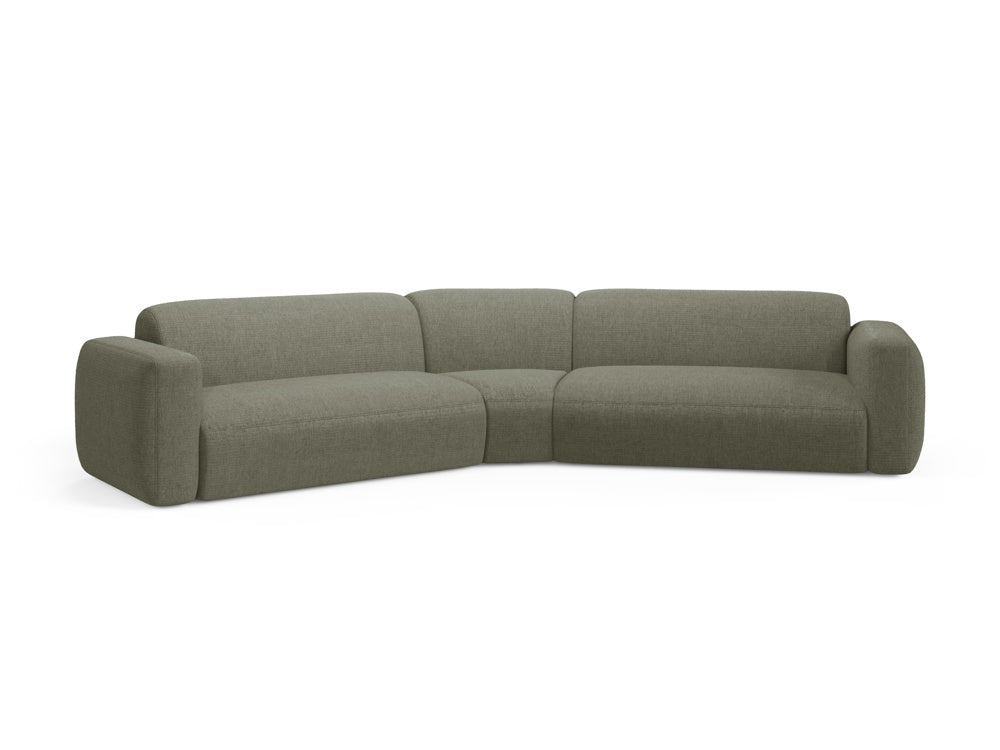 Elegantes Strino Ecksofa in Dunkelolivgrün, ideal für moderne Wohnräume, präsentiert von Cosmopolitan Design.