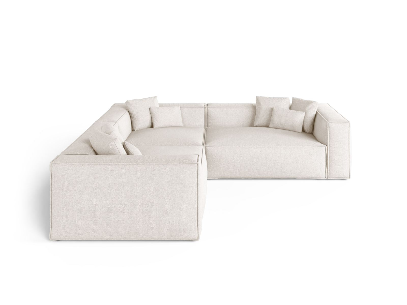 Elegantes 5-Sitzer Ecksofa Symmetric Aveiro in sanftem Beige, ideal für stilvolle Wohnräume, präsentiert von Cosmopolitan Design.