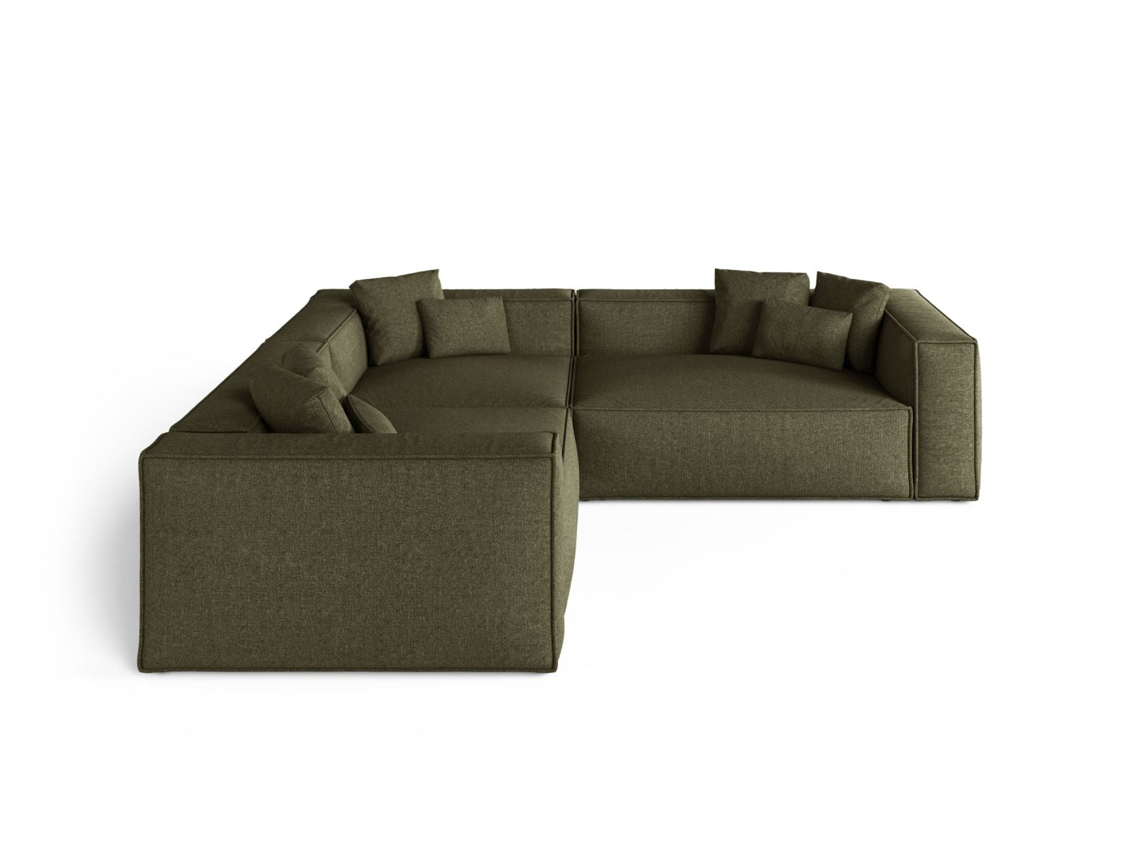 Elegantes 5-Sitzer Ecksofa Symmetric Aveiro in stilvollem Grün, ideal für moderne Wohnräume, präsentiert von Cosmopolitan Design.