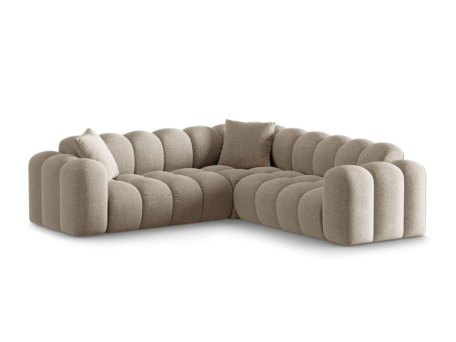 Elegantes 3-Sitzer Ecksofa Symmetric Treno in stilvollem Dunkelbeige, ideal für moderne Wohnräume, von Cosmopolitan Design.