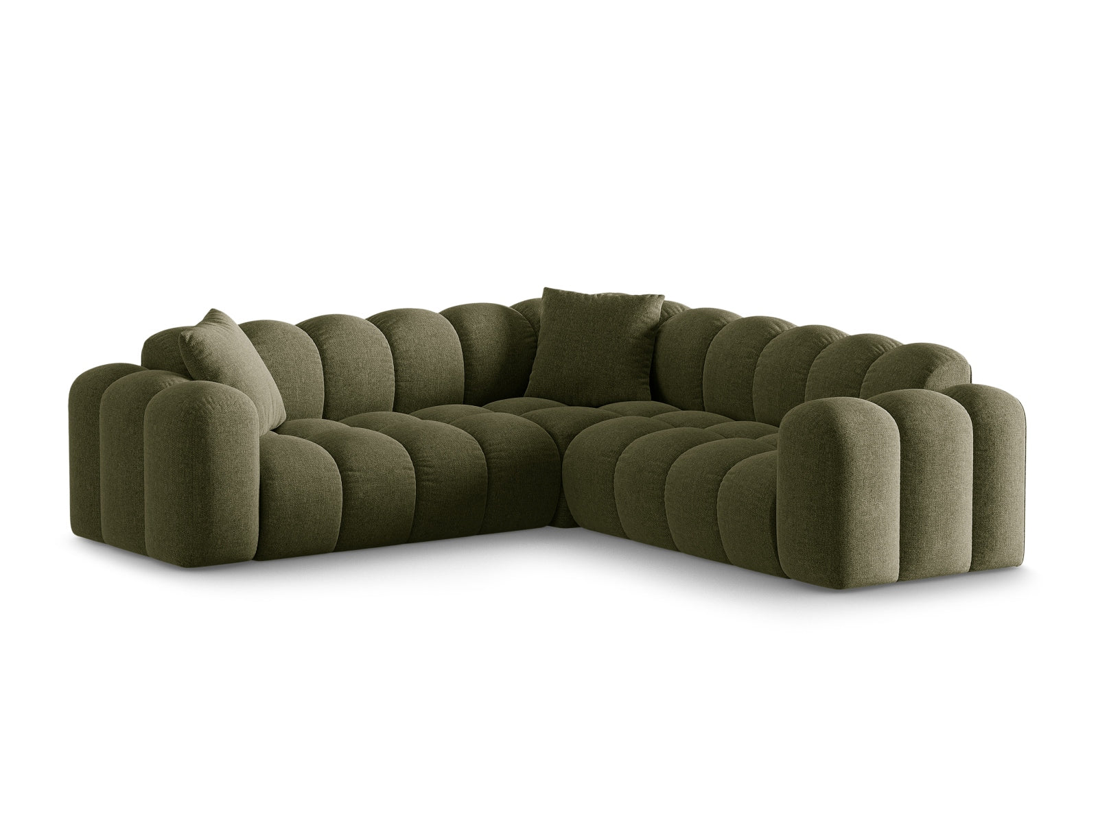 Elegantes 3-Sitzer Ecksofa Symmetric Treno in stilvollem Grün, ideal für moderne Wohnräume, präsentiert von Cosmopolitan Design.