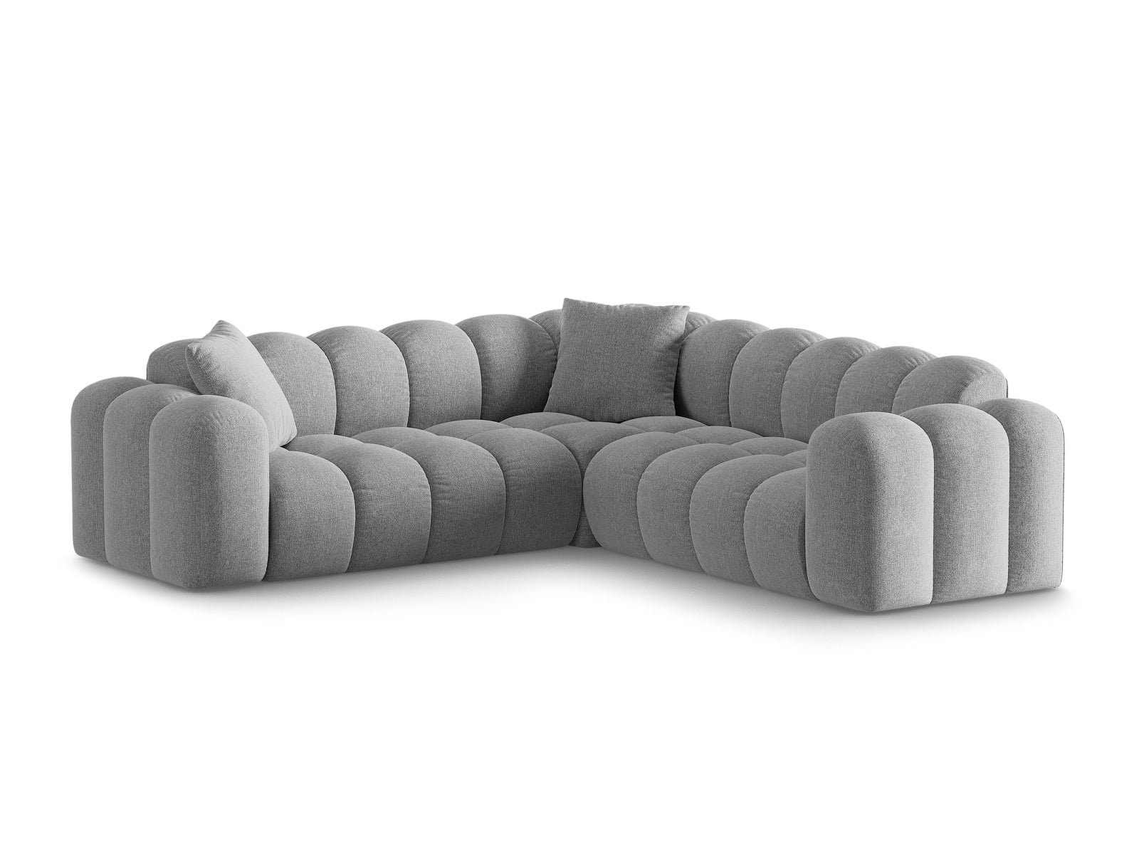 Elegantes 3-Sitzer Ecksofa Symmetric Treno in hellem Grau, ideal für stilvolle Wohnräume, präsentiert von Cosmopolitan Design.