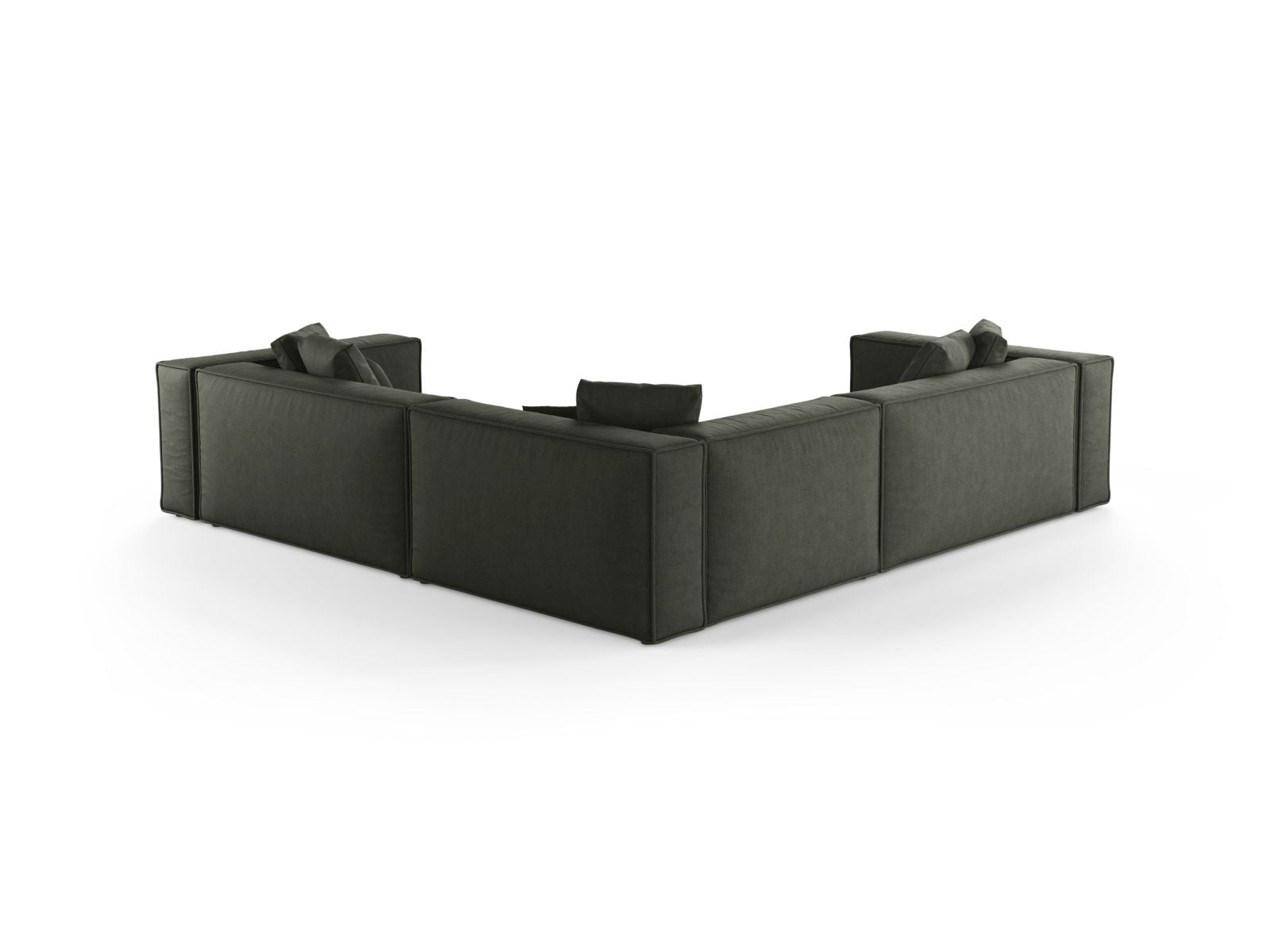 Elegantes 5-Sitzer Ecksofa Symmetric Aveiro in trendigem Moosgrün, ideal für stilvolle und einladende Wohnräume.